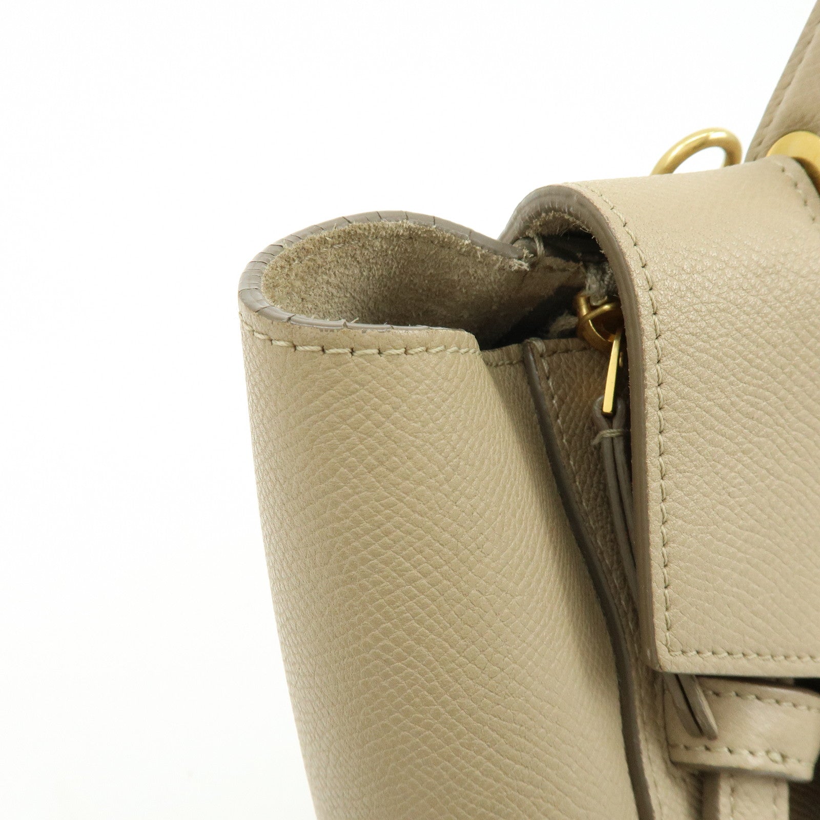 CELINE Belt Bag Leather 2WAY Bag Hand Bag Shoulder Bag Greige