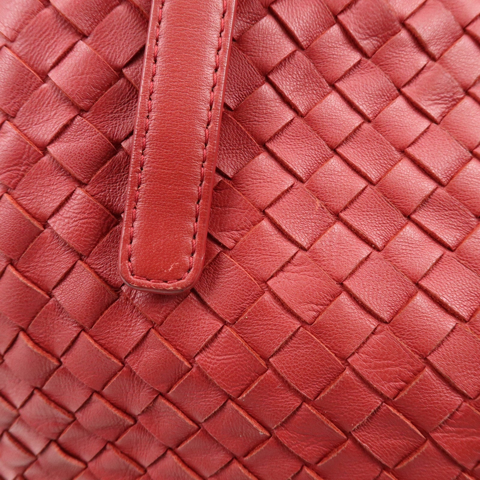 BOTTEGA VENETA Intrecciato Leather Tote Bag Shoulder Bag Red