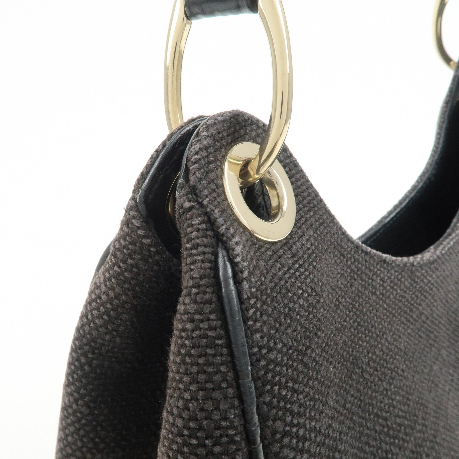 GUCCI Guccissima Leather Canvas Shoulder Bag Hand Bag Brown 257265