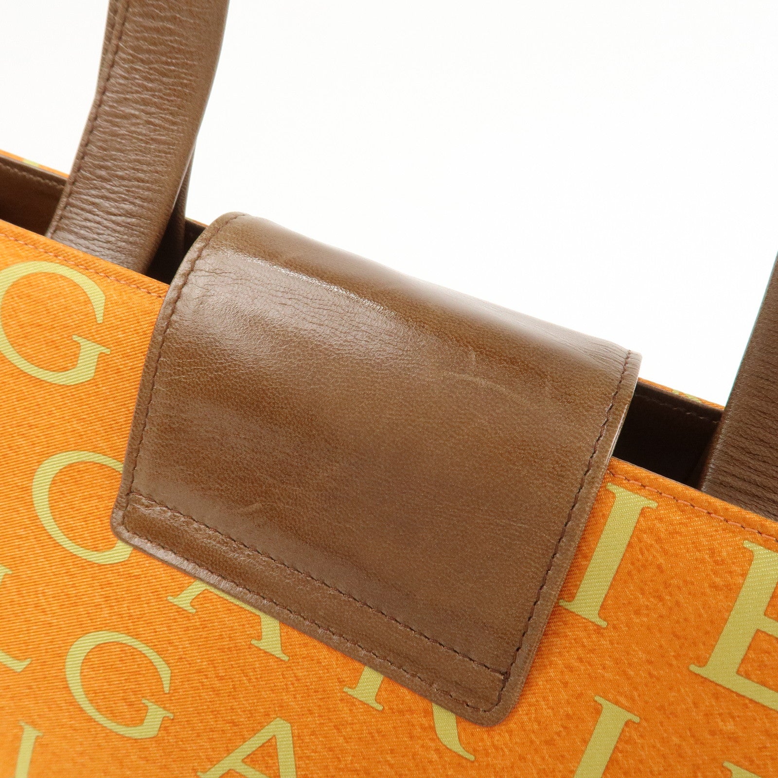 BVLGARI Logo Mania Nylon Leather Shoulder Bag Orange Brown RV EREM