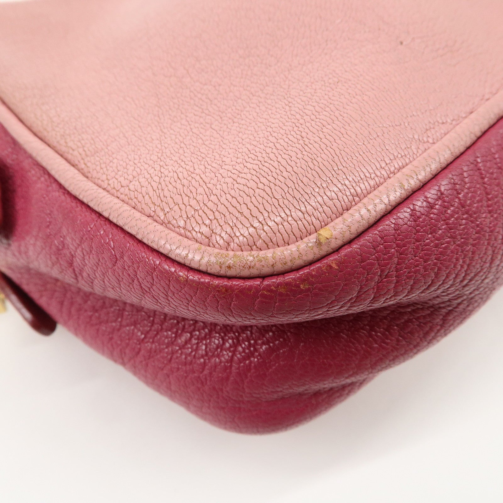 MIU MIU MADRAS BICOLORE Leather Shoulder Bag Crossbody Bag Pink Used