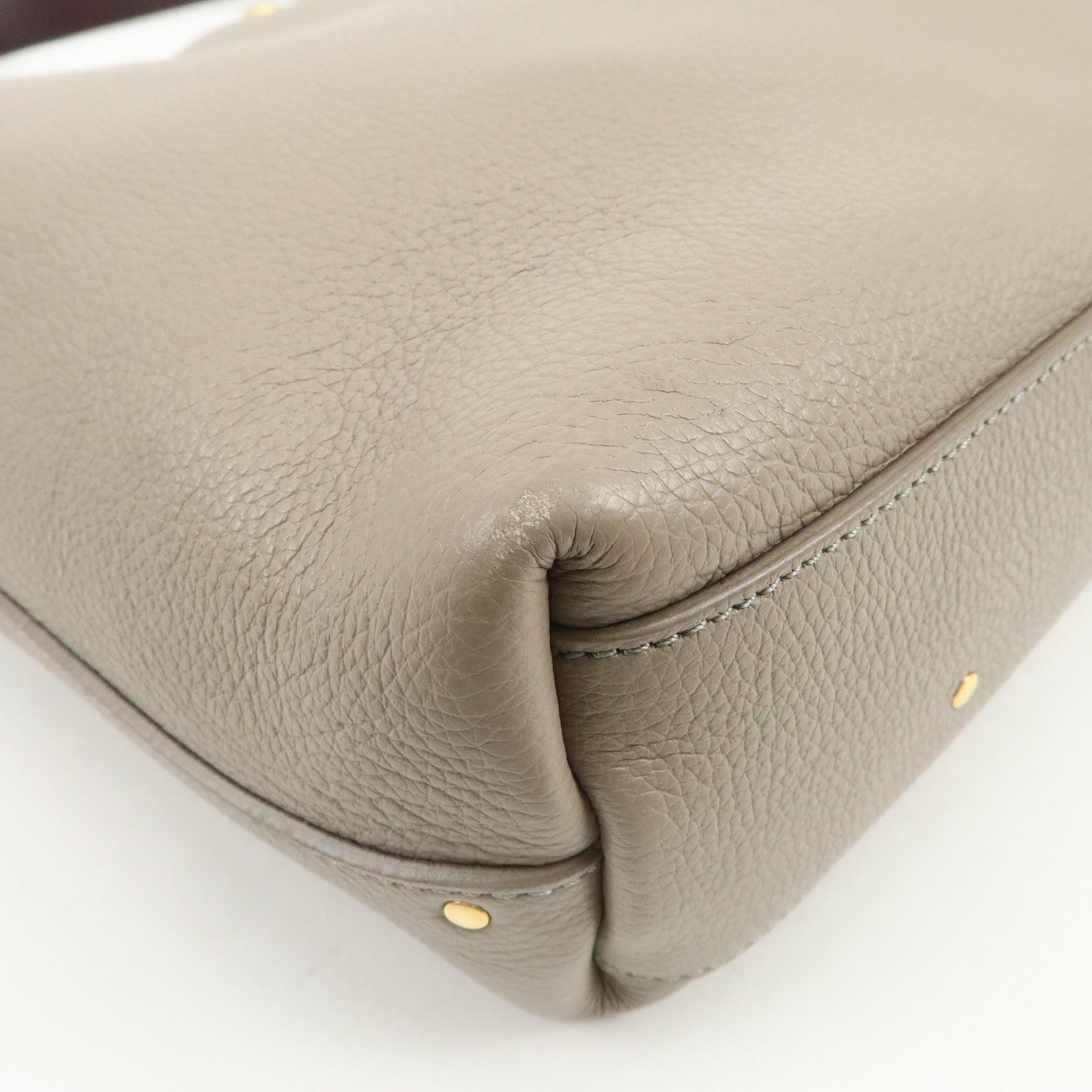 Chloe Marcie Grain Calf Leather Hobo Bag Shoulder Bag Motty Grey