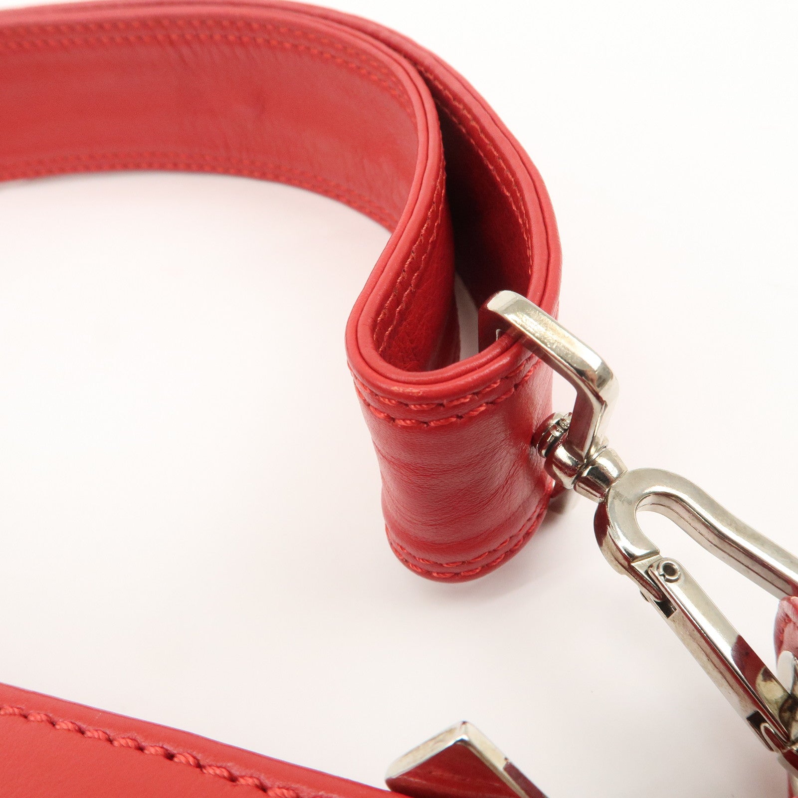 BURBERRY Logo Leather Shoulder Bag Mini Hand Bag Red Used