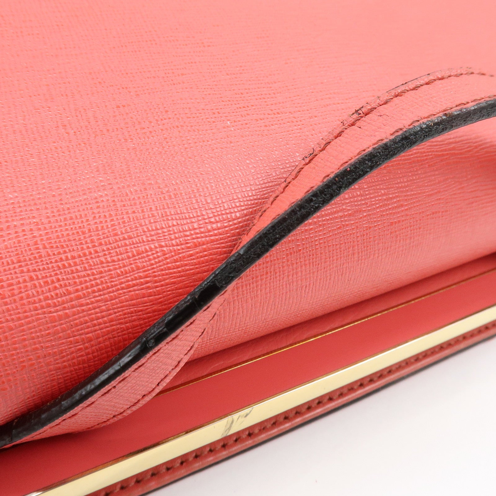 FENDI Demi Jour Leather 2Way Bag Hand Bag Shoulder Bag Coral 8BT222