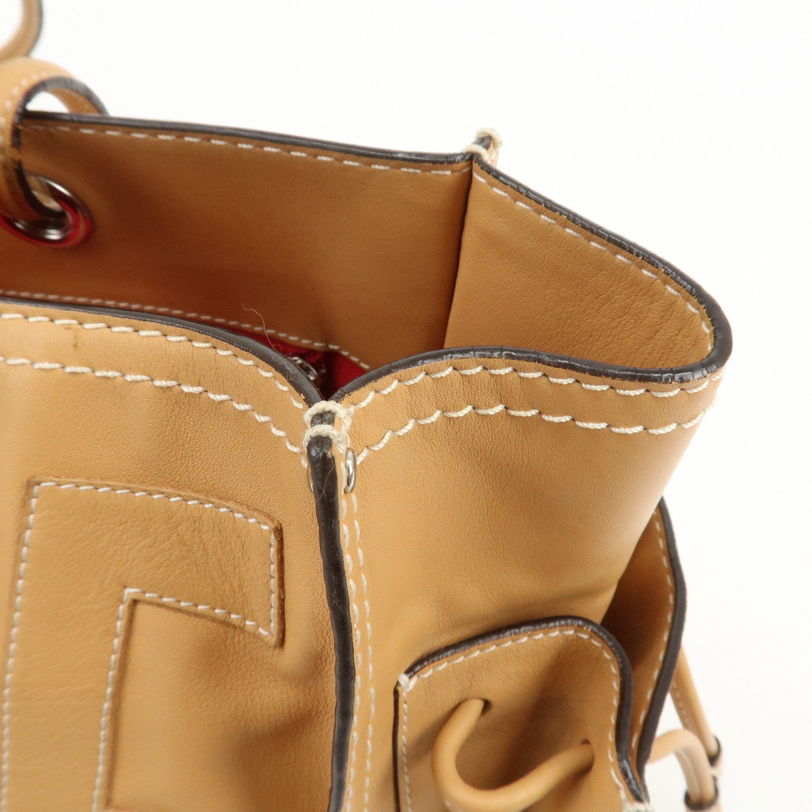 LOEWE Anagram Leather Shopper Tote Bag Hand Bag Light Brown