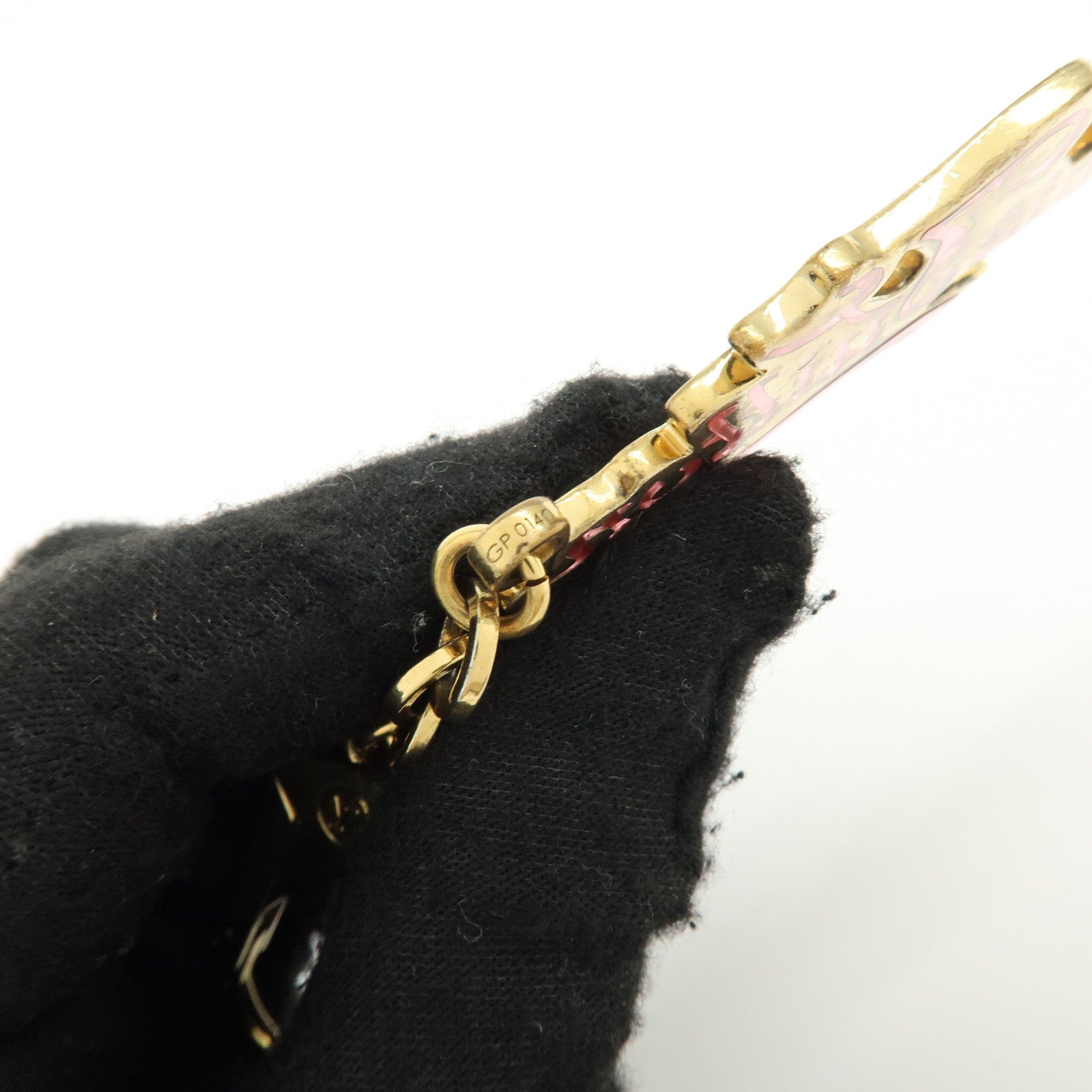 Louis Vuitton Logo Set of 2 Metal Bag Charm Key Charm Gold