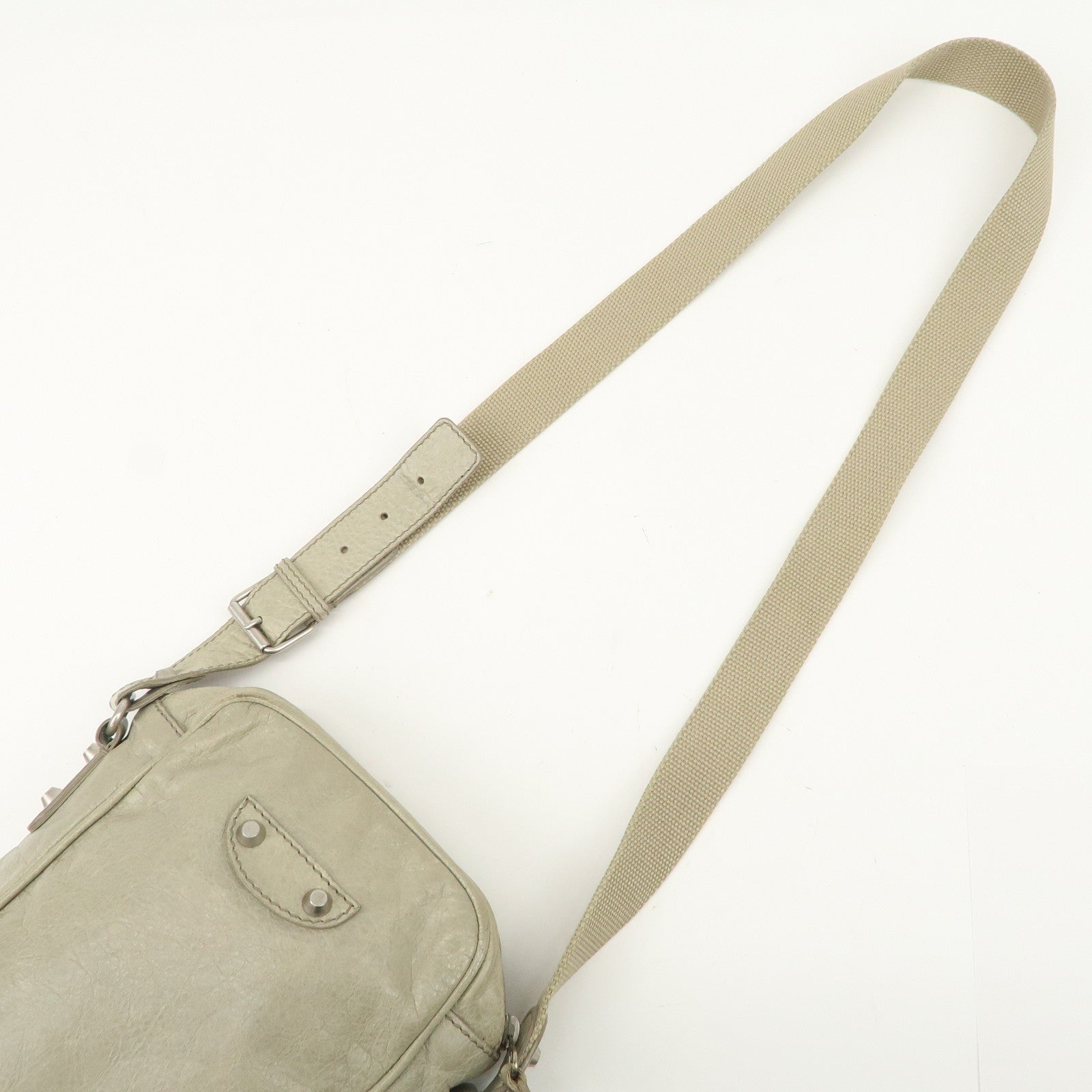BALENCIAGA Leather Classic Reporter Shoulder Bag Beige 272861