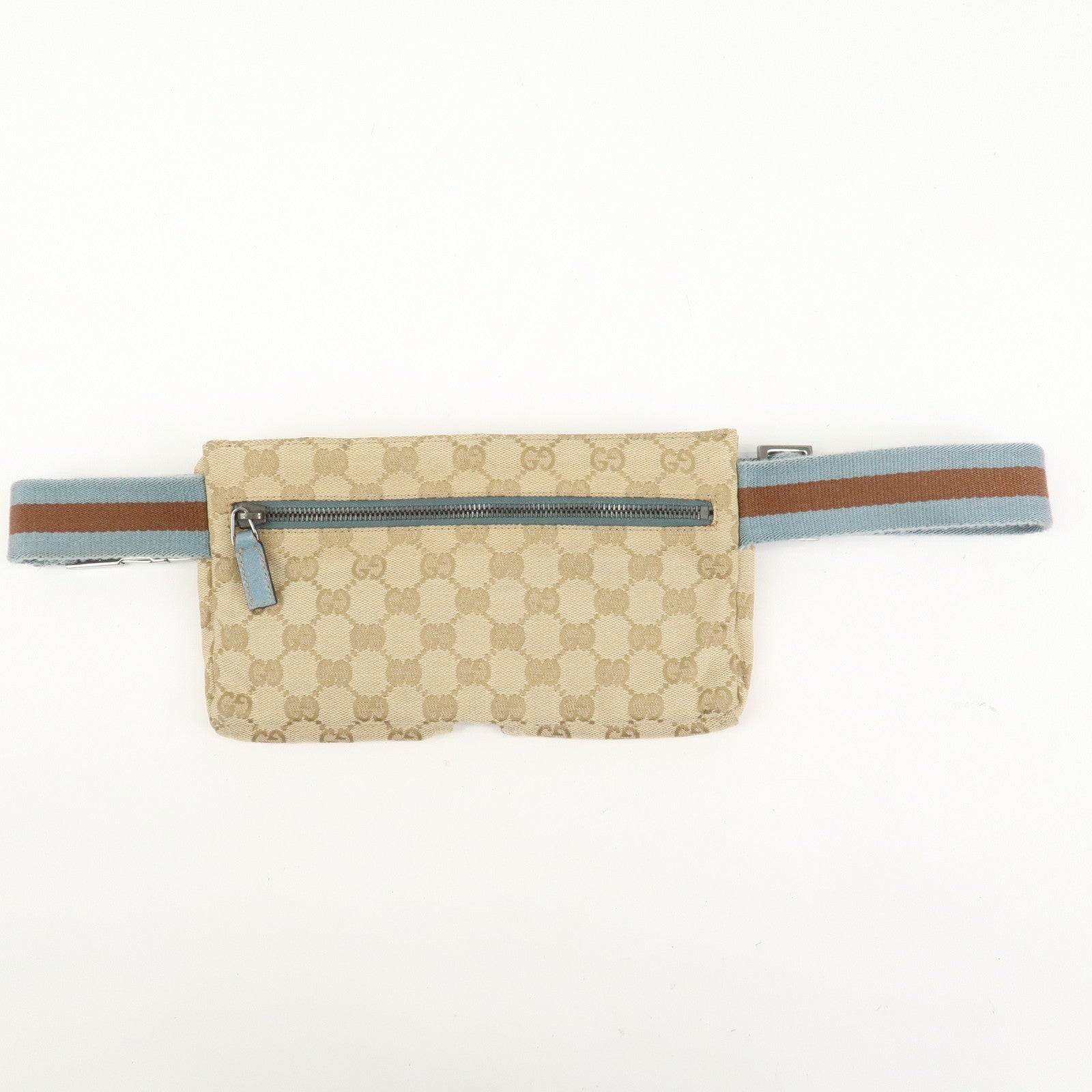 GUCCI Sherry GG Monogram Canvas Leather Body Bag Waist Pouch 162962
