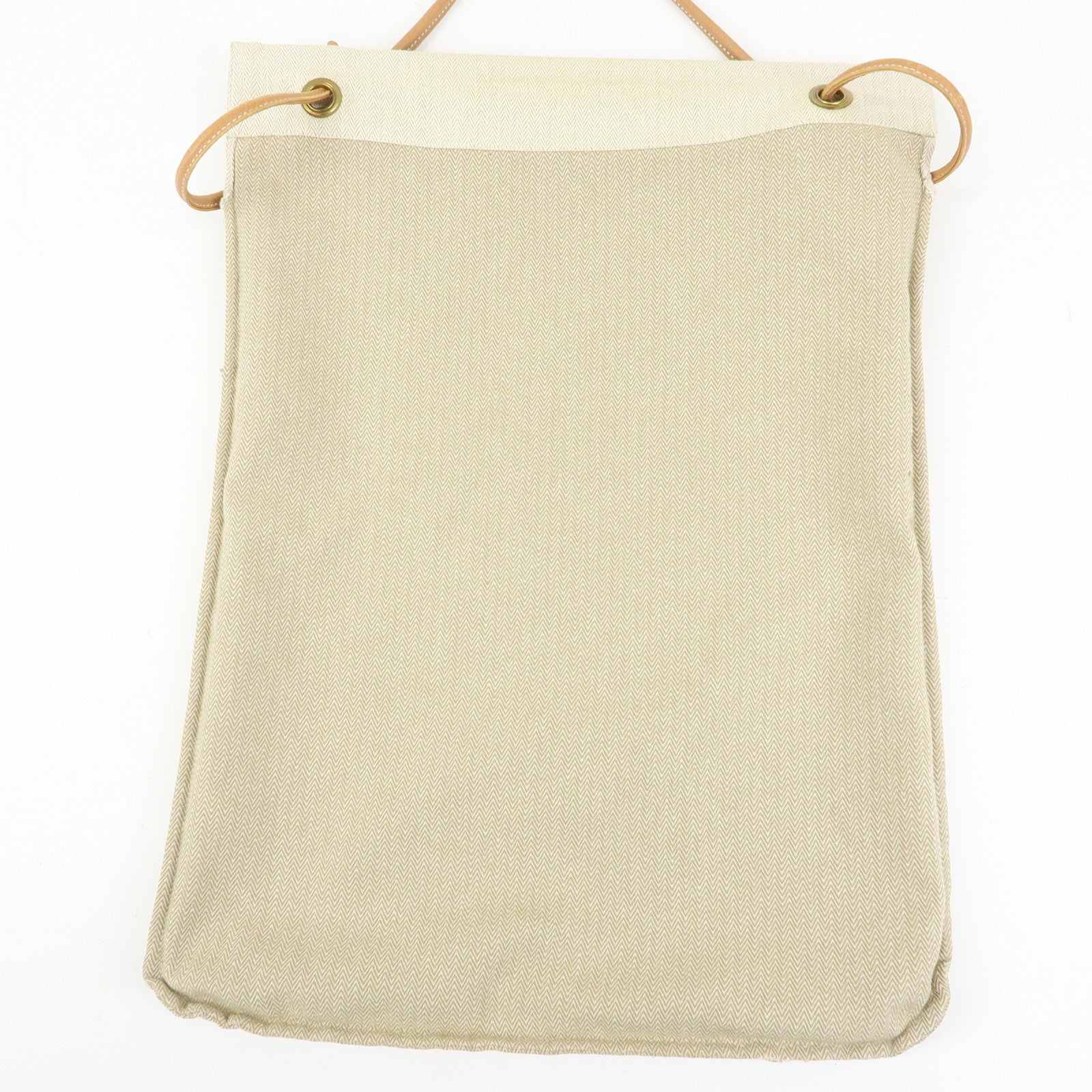 HERMES Aline GM Canvas Leather Shoulder Bag Hand Bag Natural