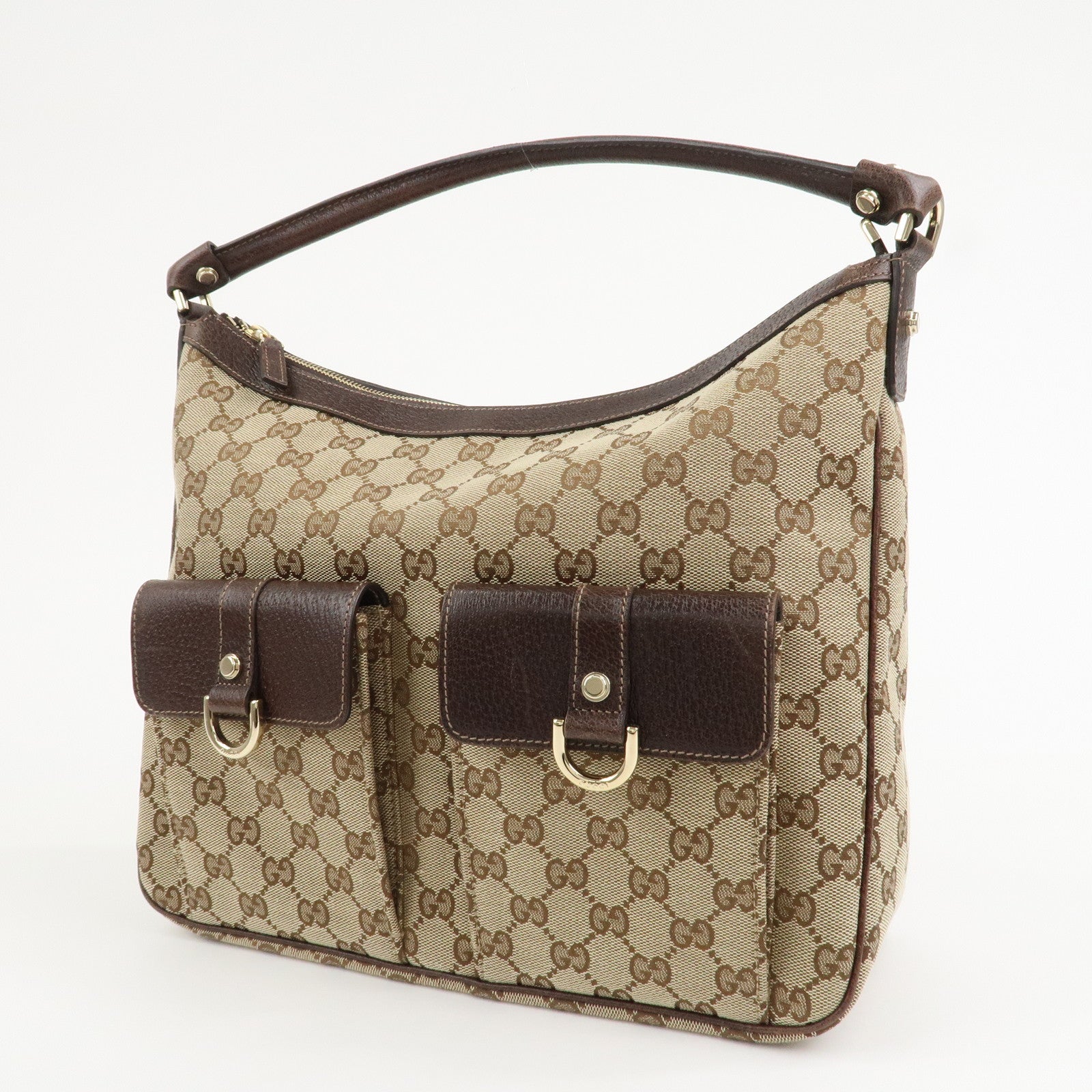 GUCCI Front Pocket Shoulder Bag Hand Bag Brown 153025