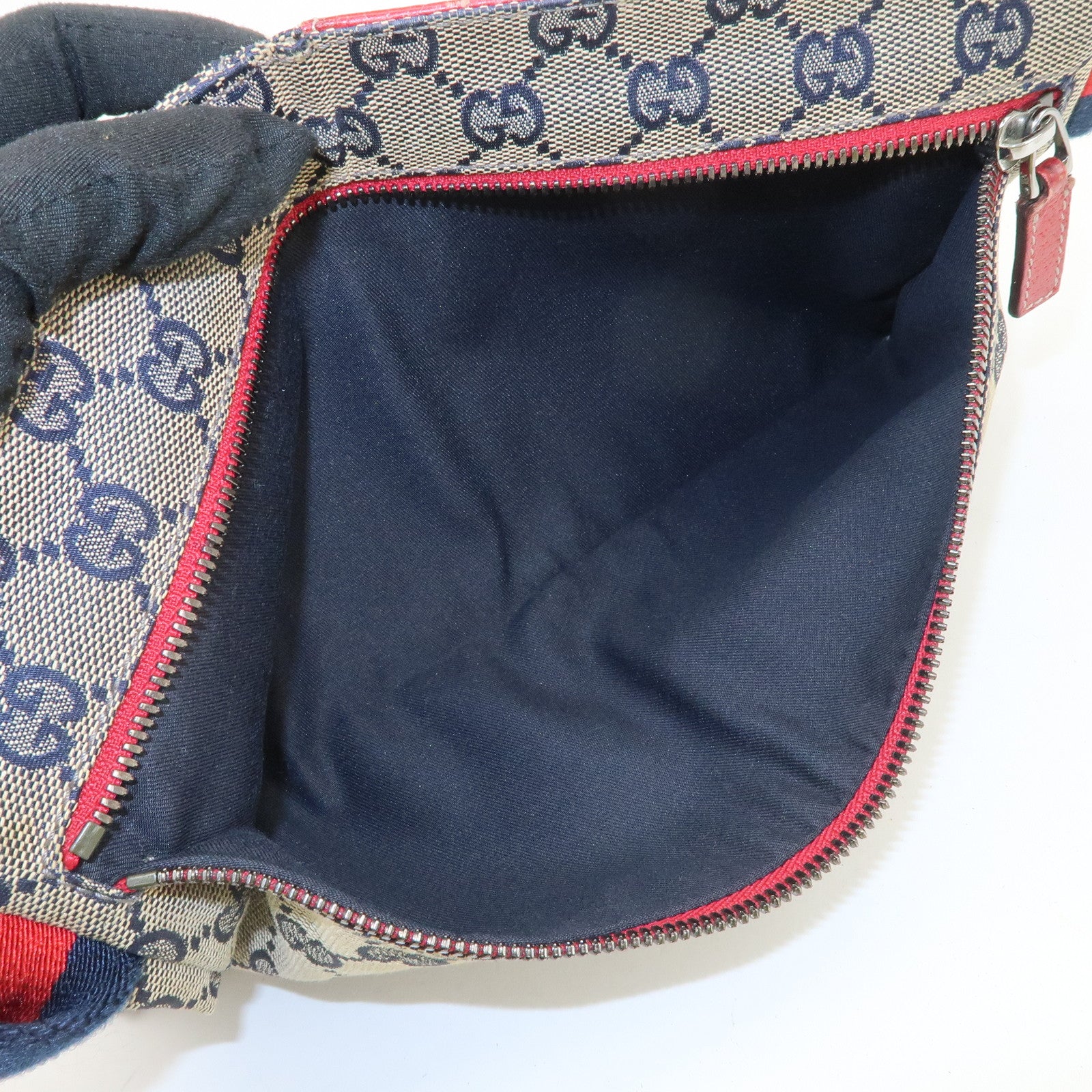 GUCCI Sherry GG Canvas Waist Bag Crossbody Bag Beige Red 28566