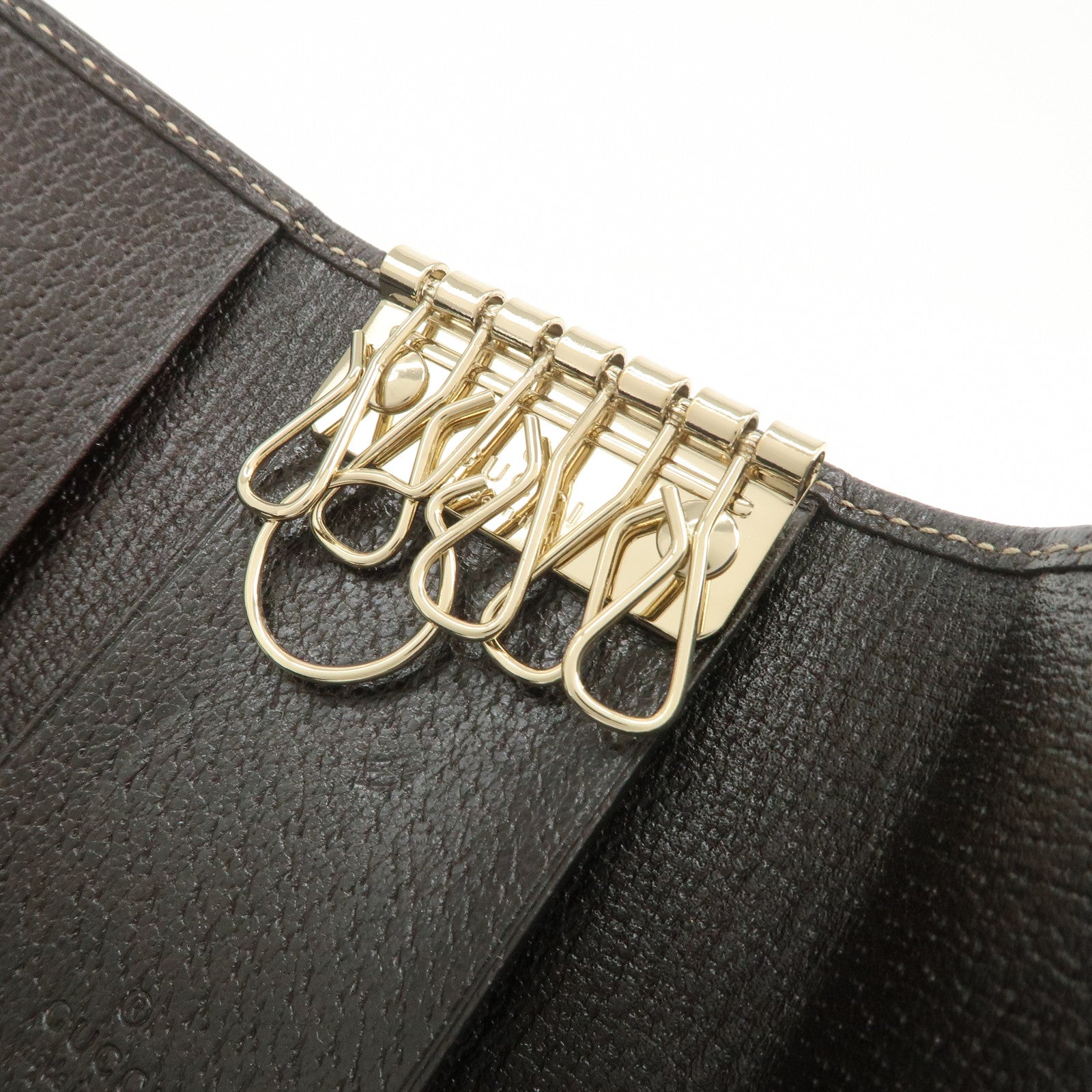 GUCCI Princy Sherry GG Canvas Leather 6 Rings Key Case Brown 162770