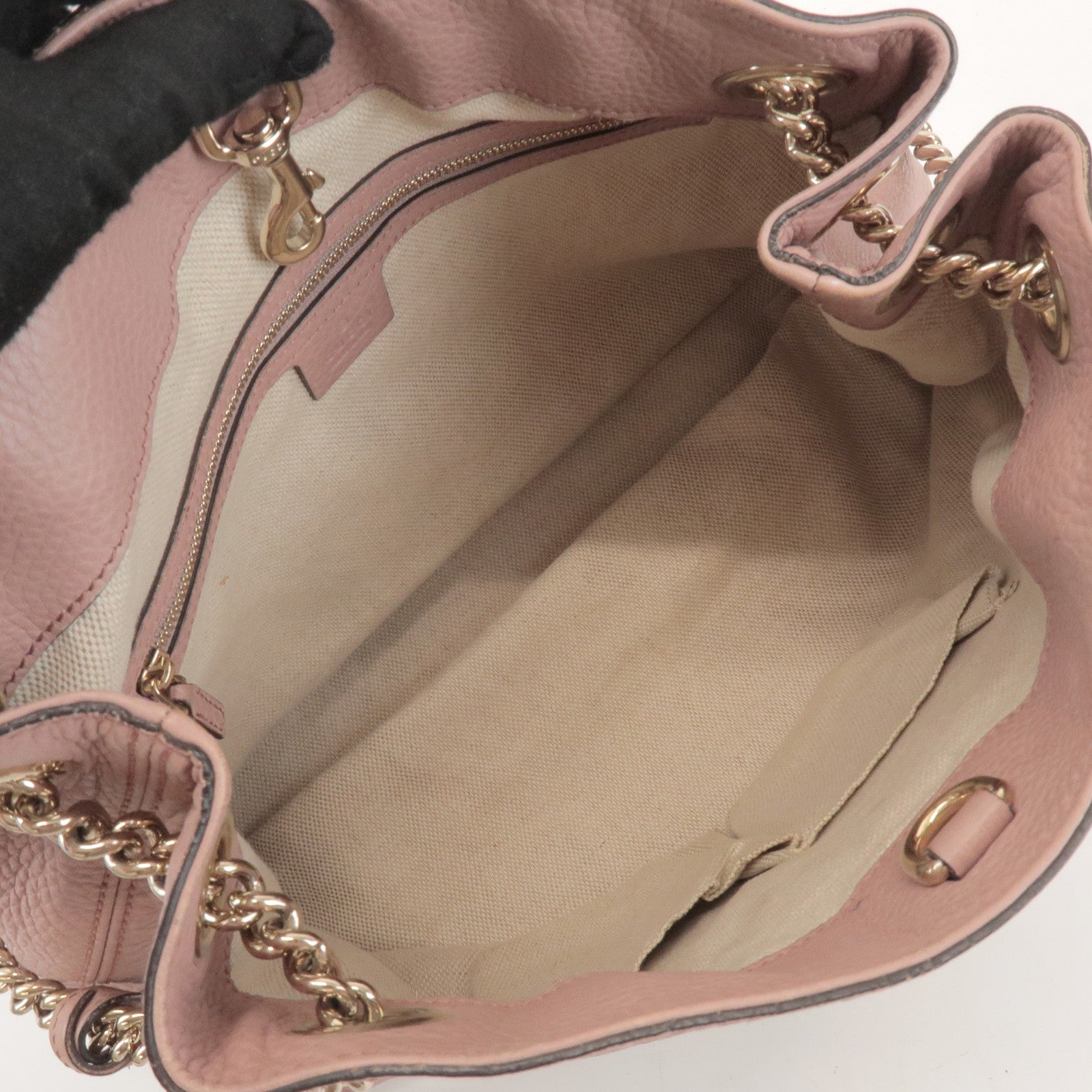 GUCCI SOHO Leather Chain Shoulder Bag Fringe Charm Pink 308982