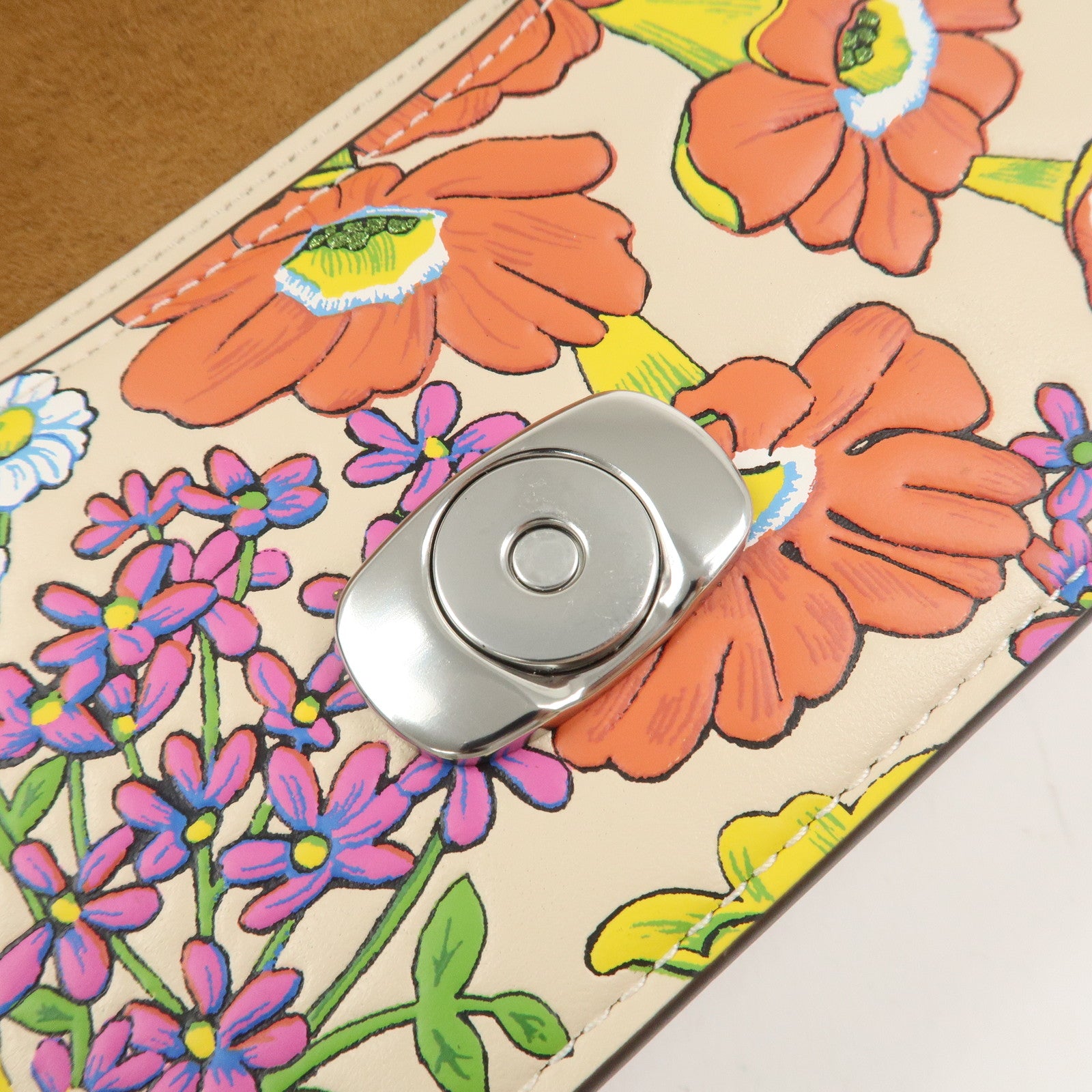 COACH Elaiza Leather Flap Crossbody Shoulder Bag Floral Print