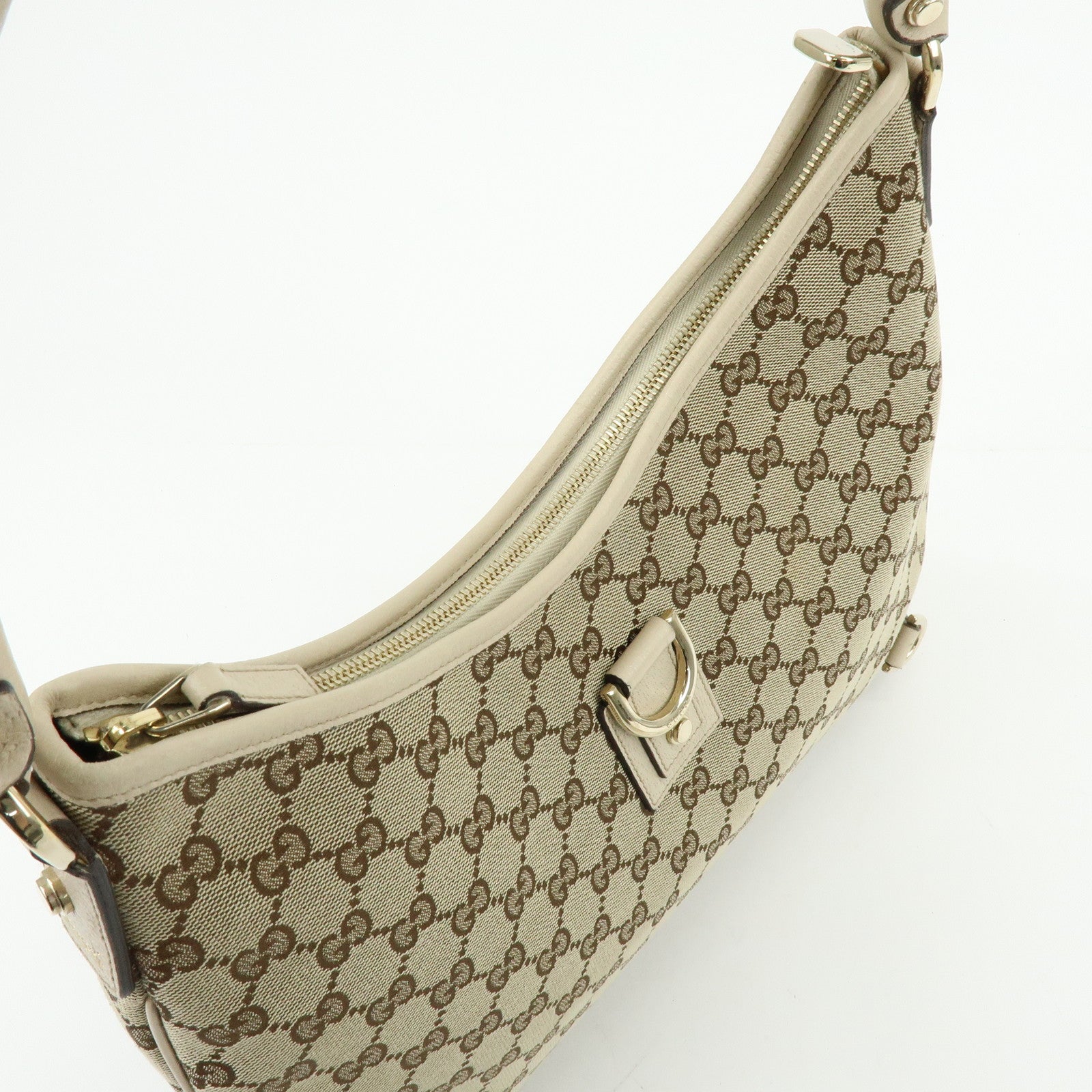 GUCCI Abbey GG Canvas Leather Shoulder Bag Hand Bag Beige 130737