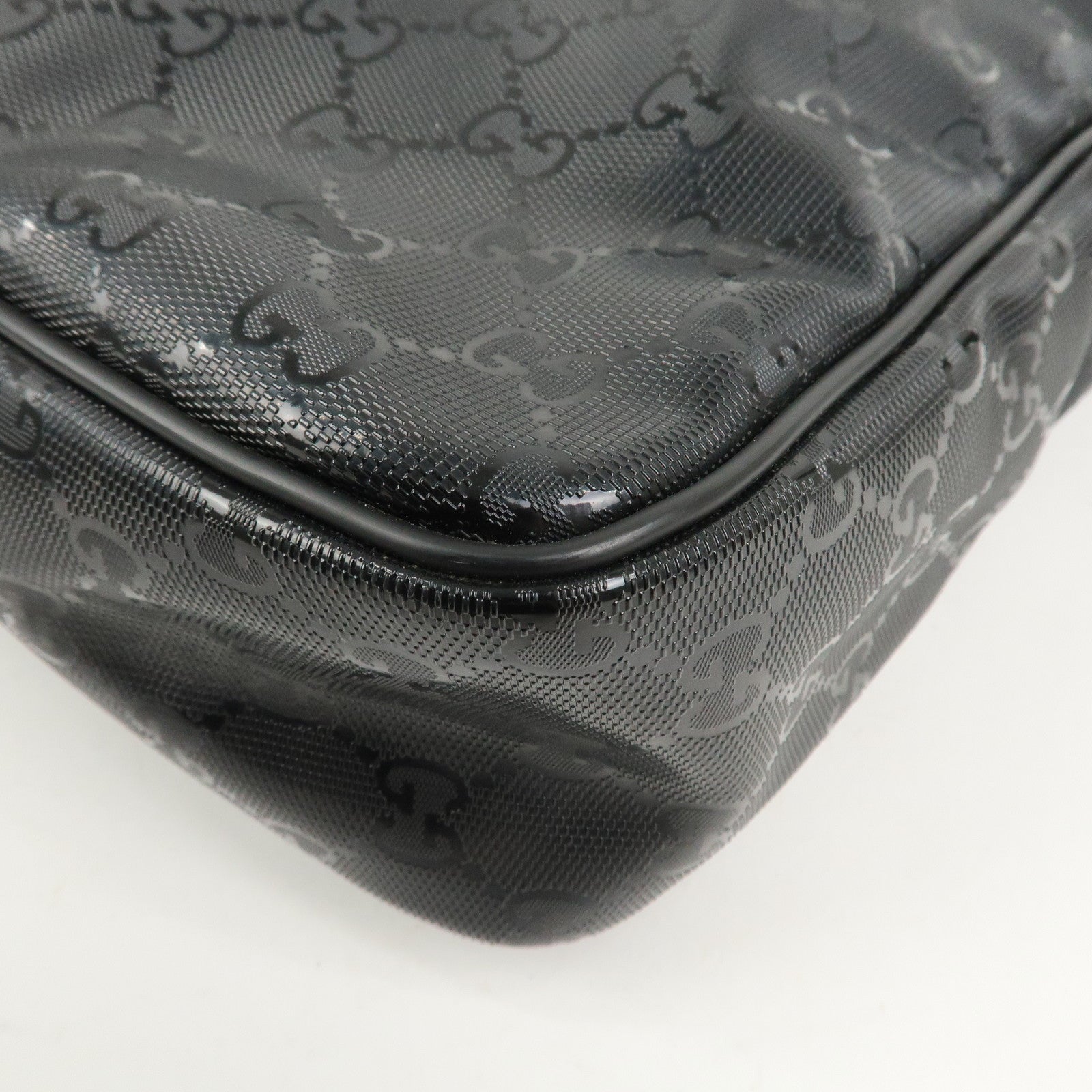 GUCCI GG Imprime Monogram PVC Shoulder Bag Cross Body Bag Black 201448