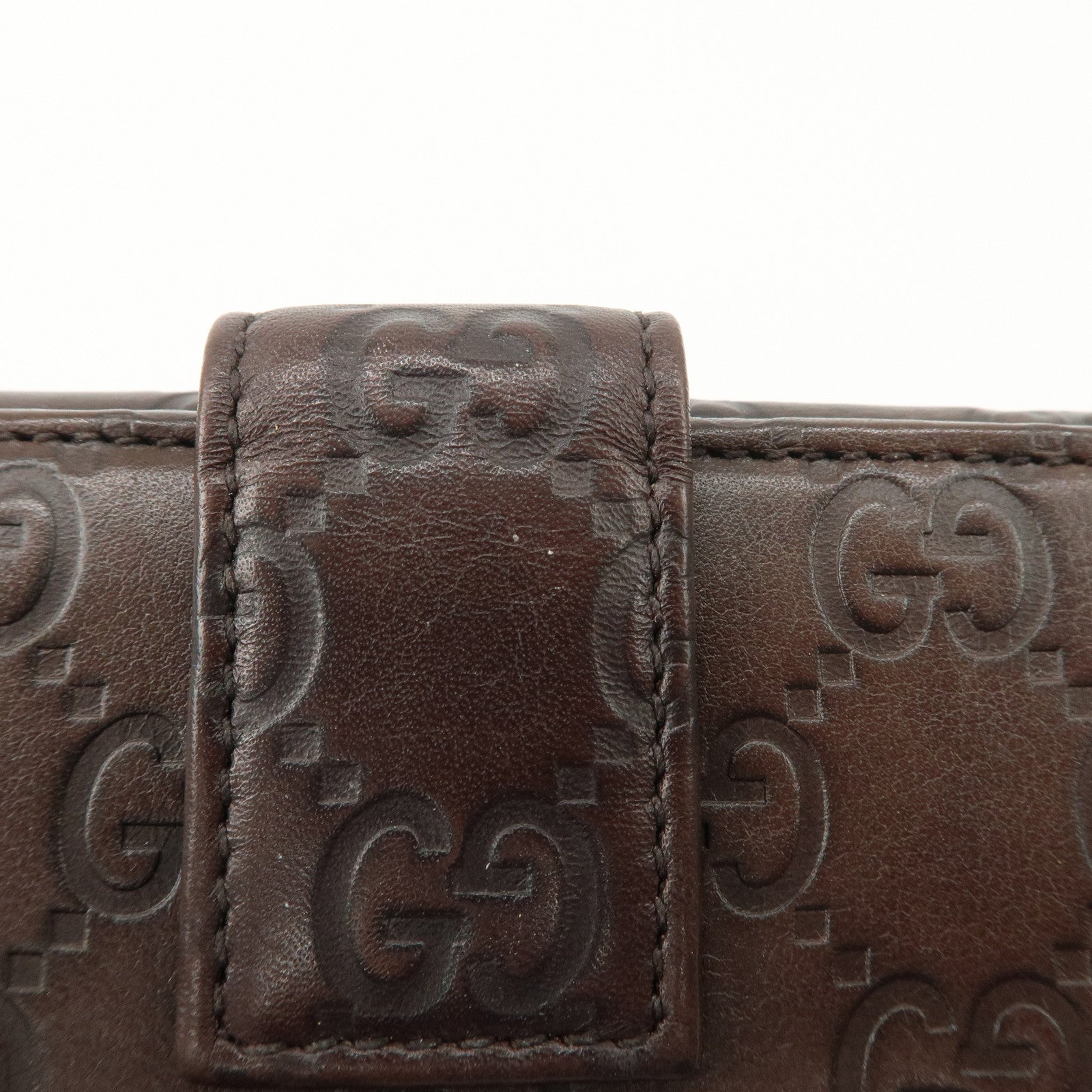 GUCCI Guccissima Leather W Hook Bi-Fold Long Wallet Brown 112715 Used