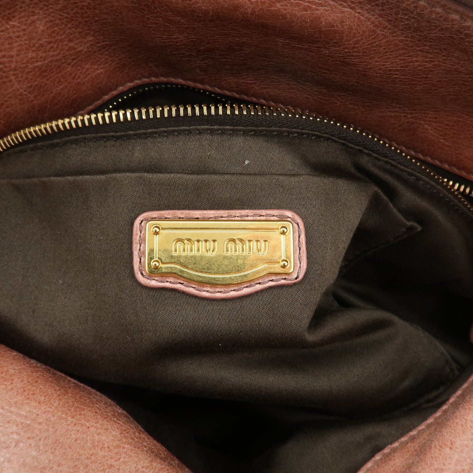 MIU MIU Logo Leather Ribbon 2Way Bag Shouler Bag Hand Bag RT0365