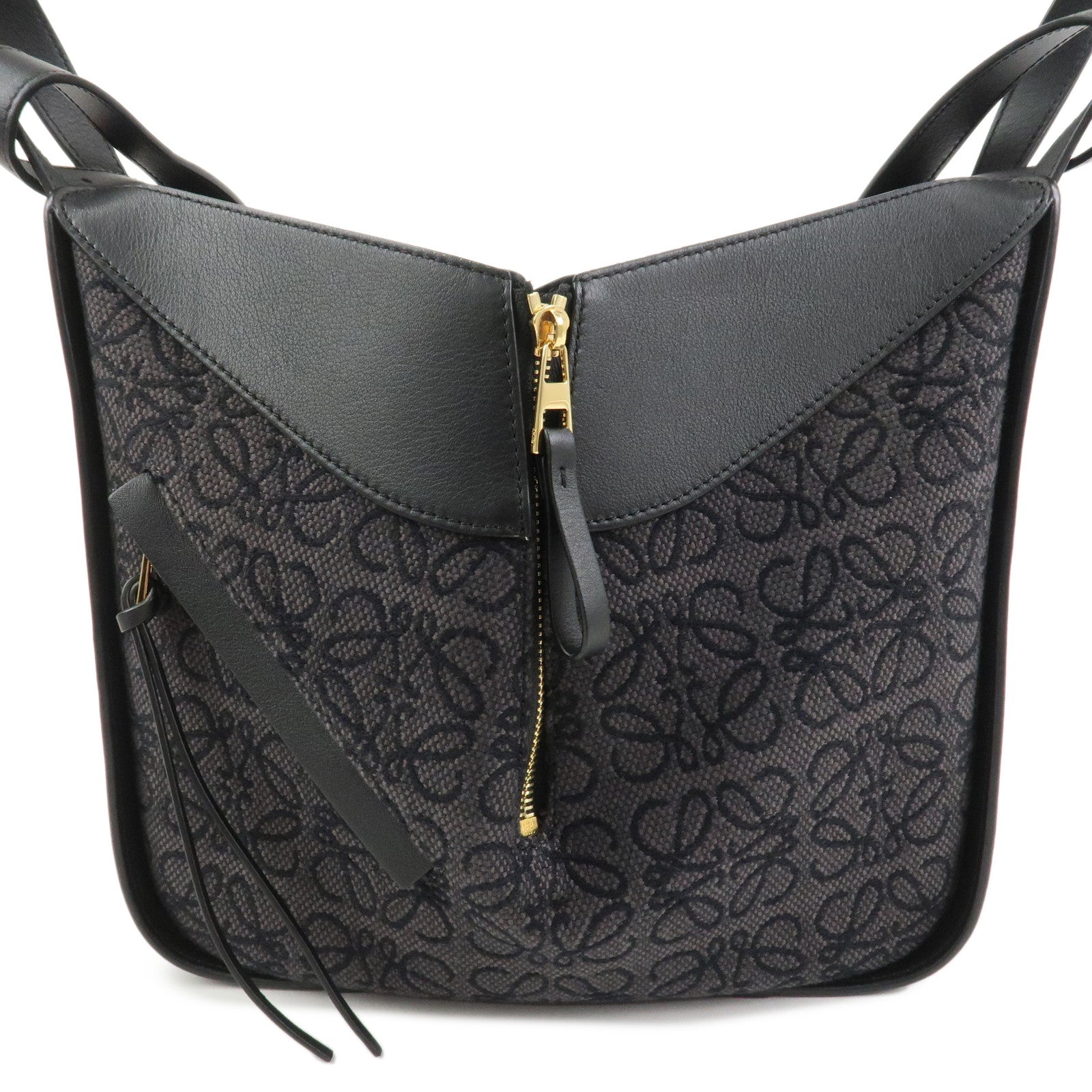 LOEWE Anagram Hammock Small Leather Shoulder Crossbody Bag Black