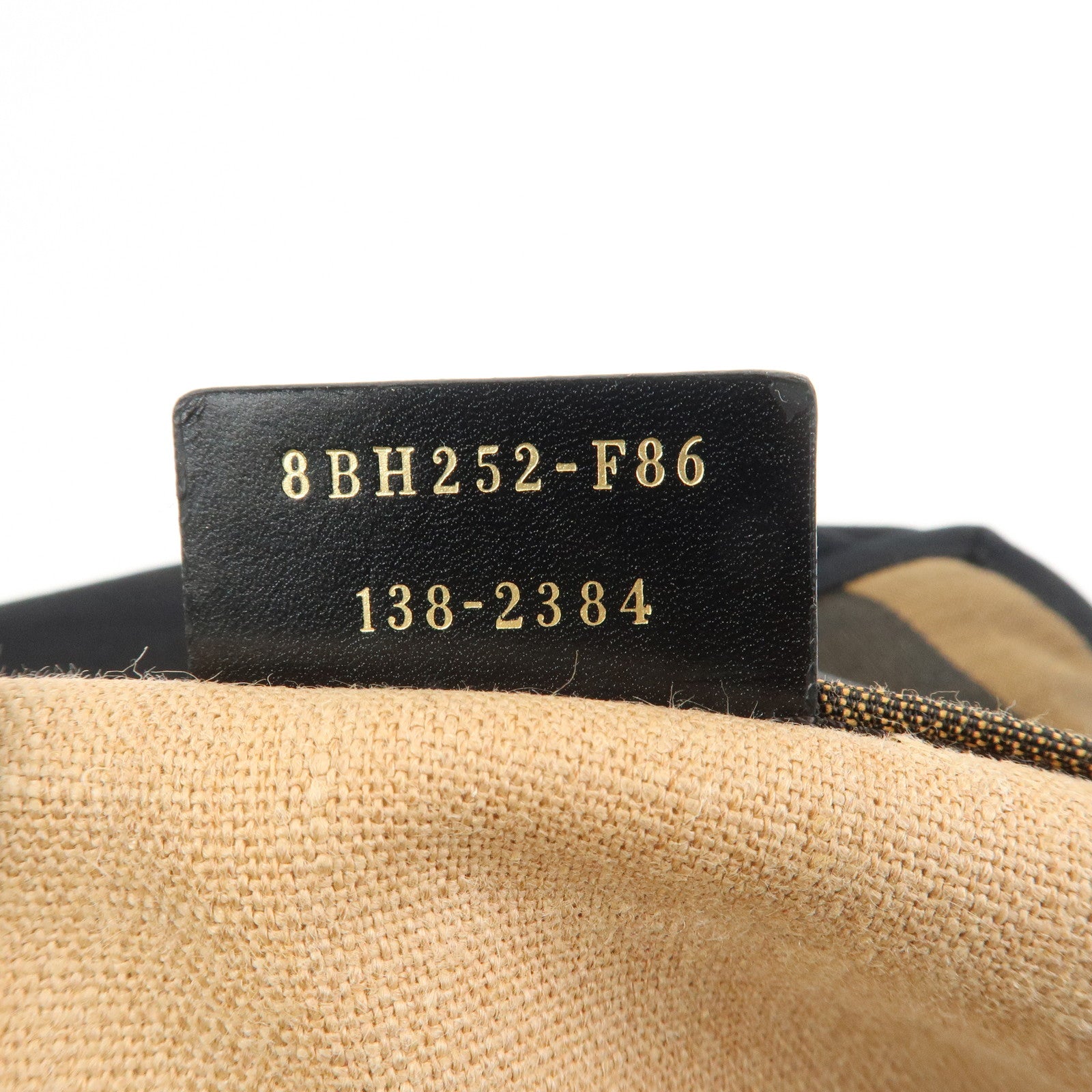 FENDI Pequin Canvas Leather Tote Bag Hand Bag Black Brown 8BH252