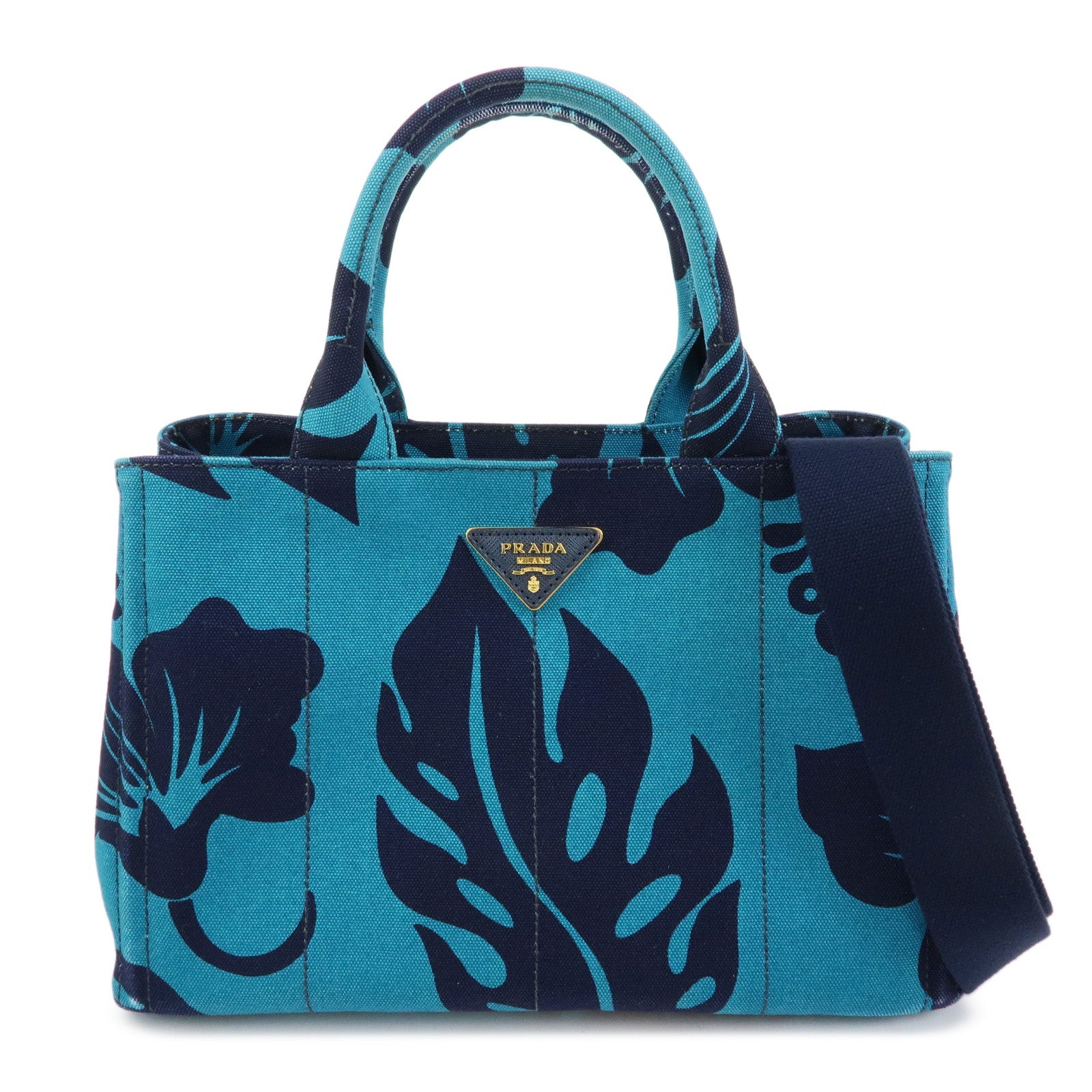 PRADA Canapa Mini Canvas 2Way Hand Shoulder Bag Blue Navy 1BG155