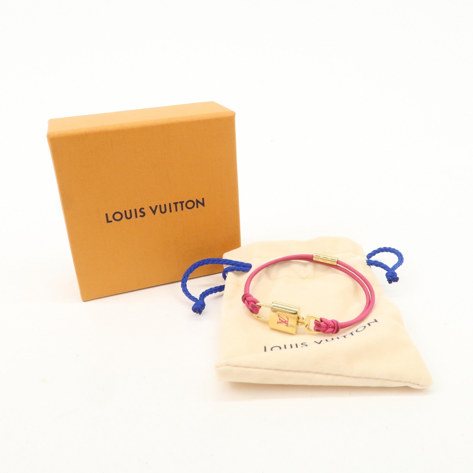 Louis Vuitton Monogram Padlock Bracelet Viole Fuchsia Gold HDW M8521F Used