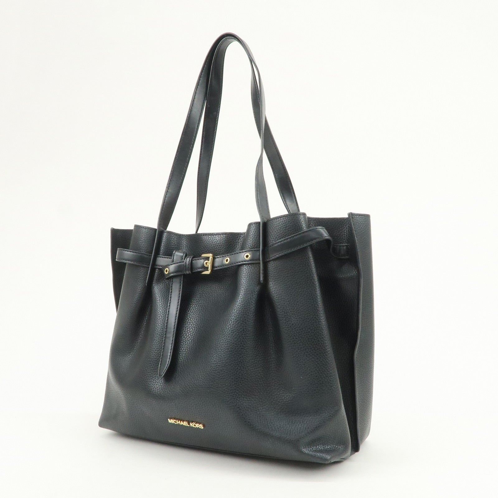 MICHAEL KORS Logo Leather Shoulder Bag Hand Bag Black