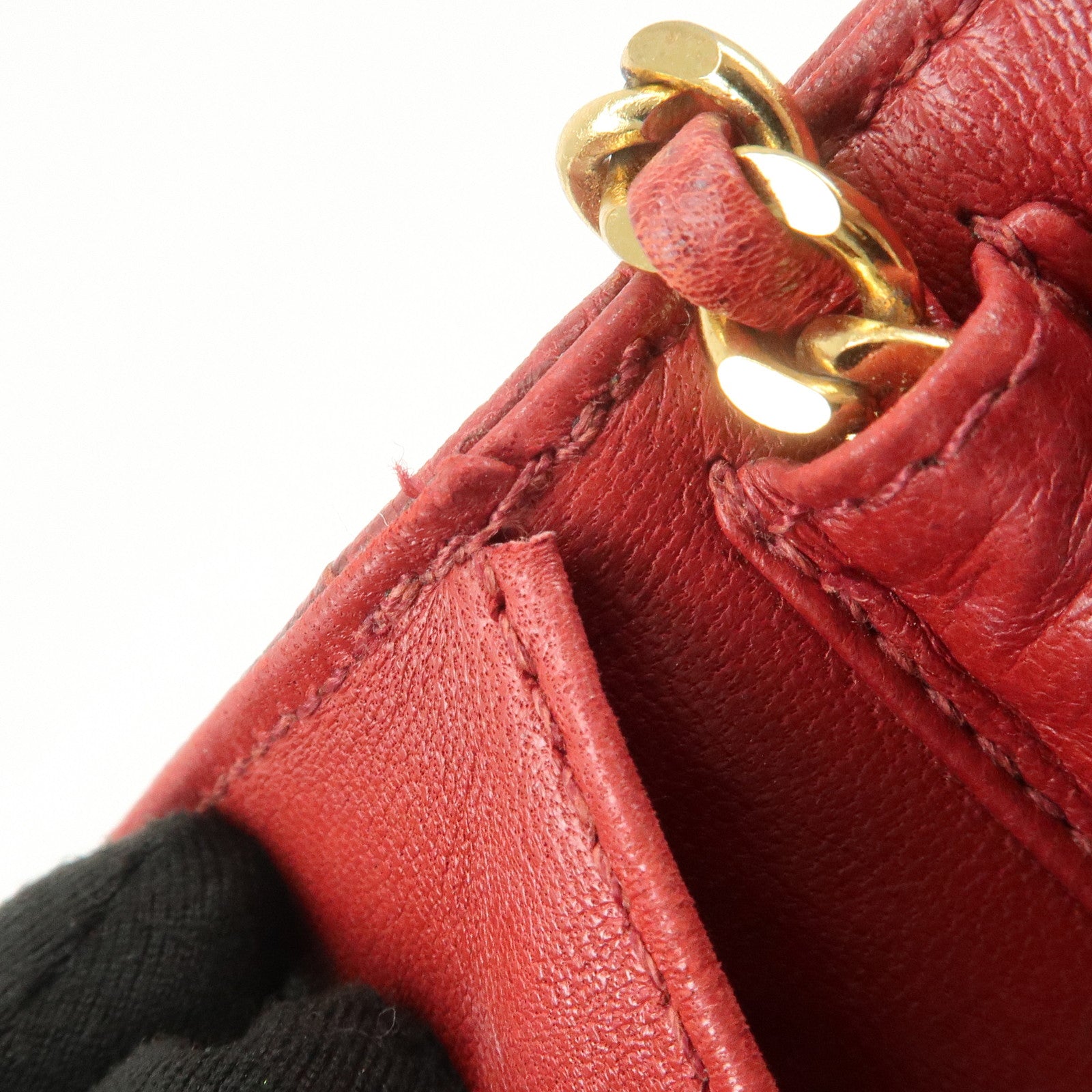 CHANEL COCO Mark Caviarskin Chain Shoulder Bag Pouch Red