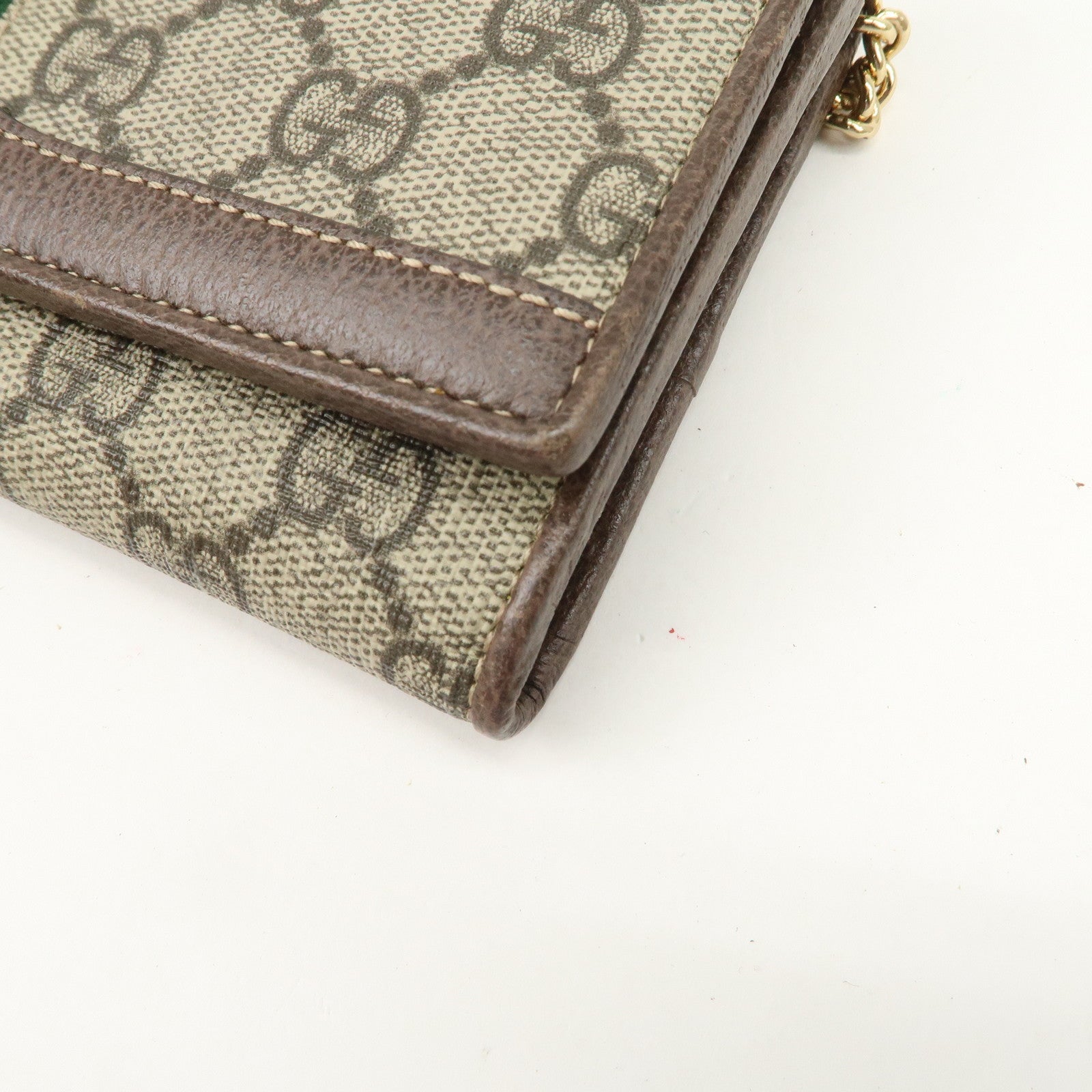 GUCCI Ophidia GG Supreme WOC Chain Wallet Long Wallet Brown 546592