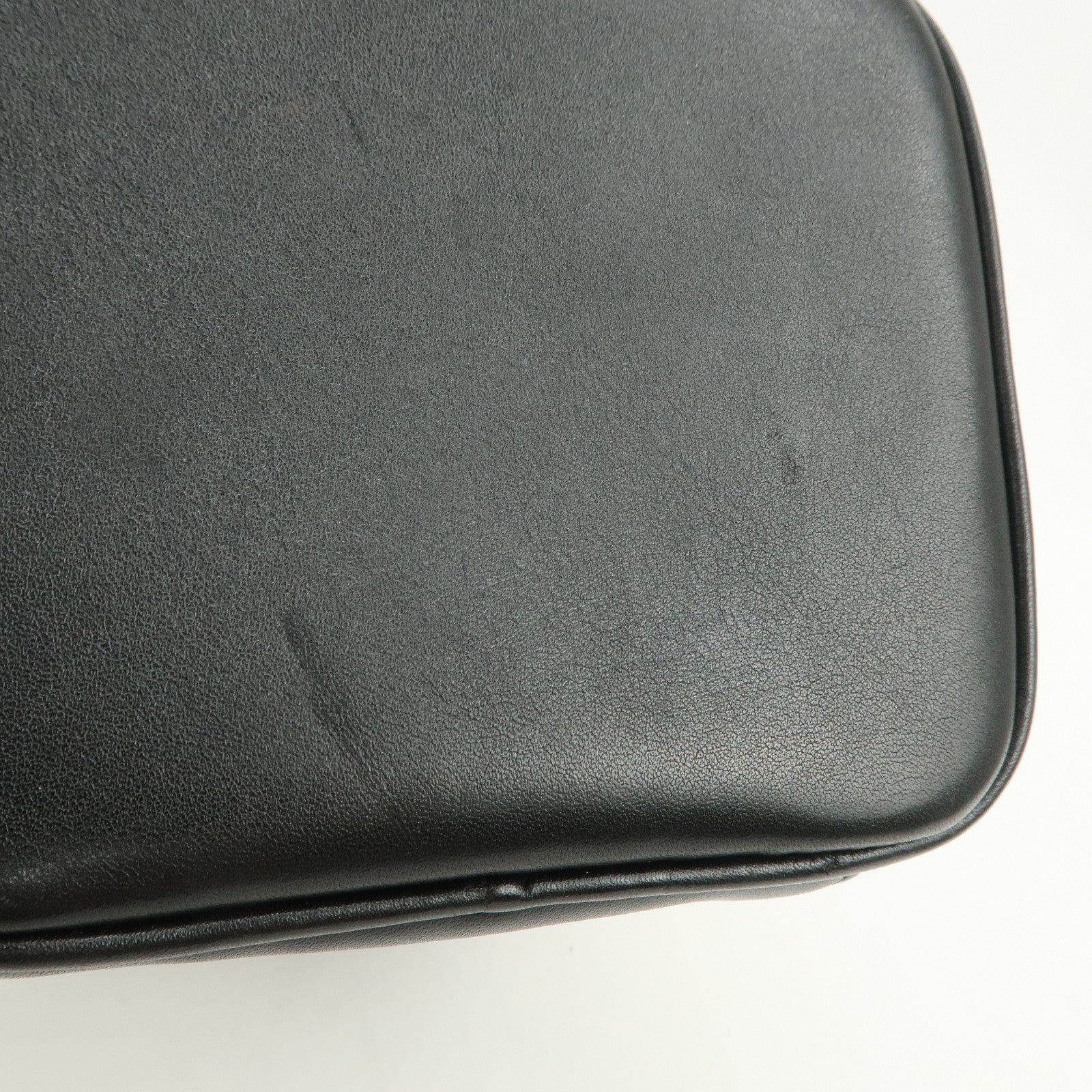 CHANEL Bicolore Lamb Skin Vanity Bag Hand Bag Black A01619