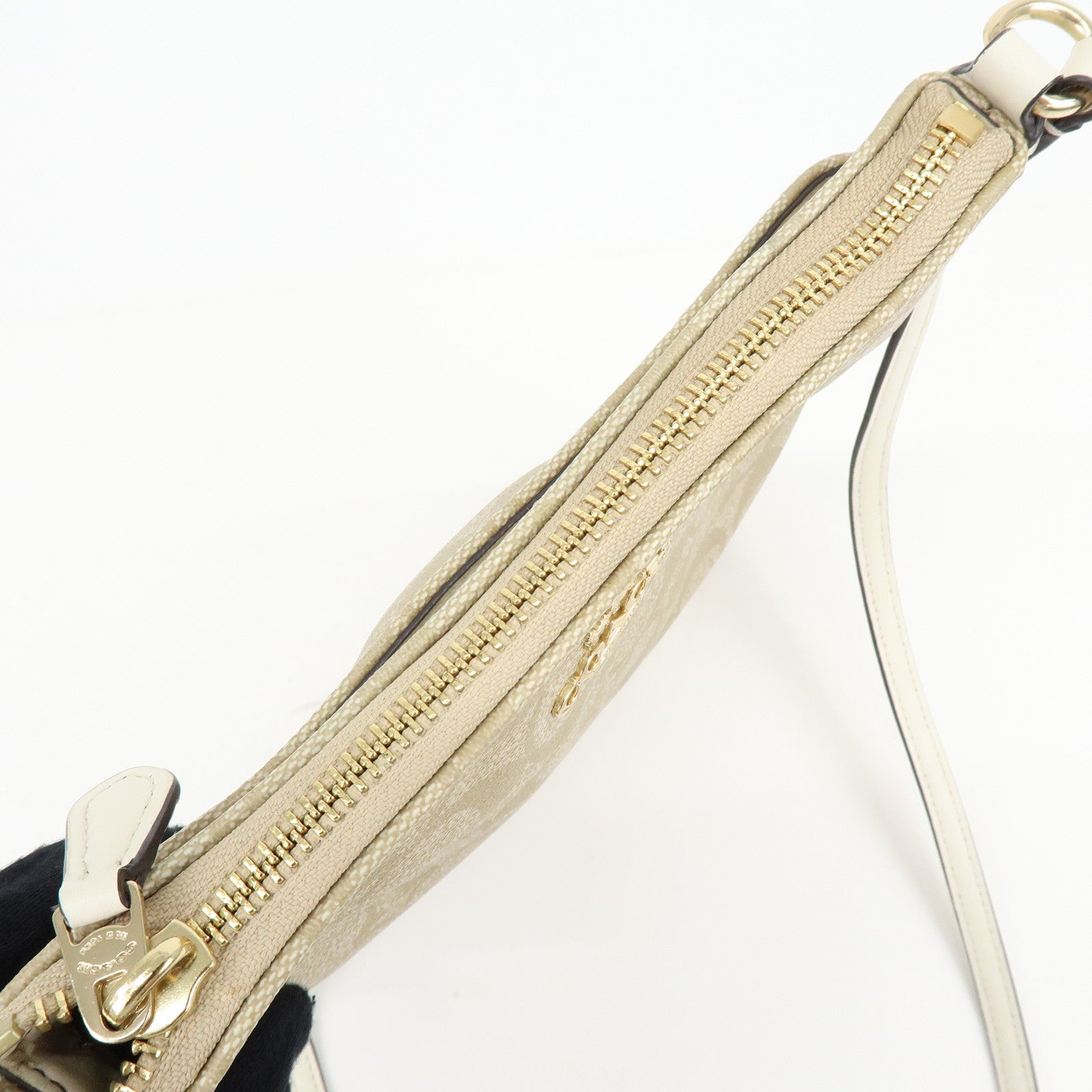 COACH Signature PVC Leather Shoulder Crossbody Bag Beige White