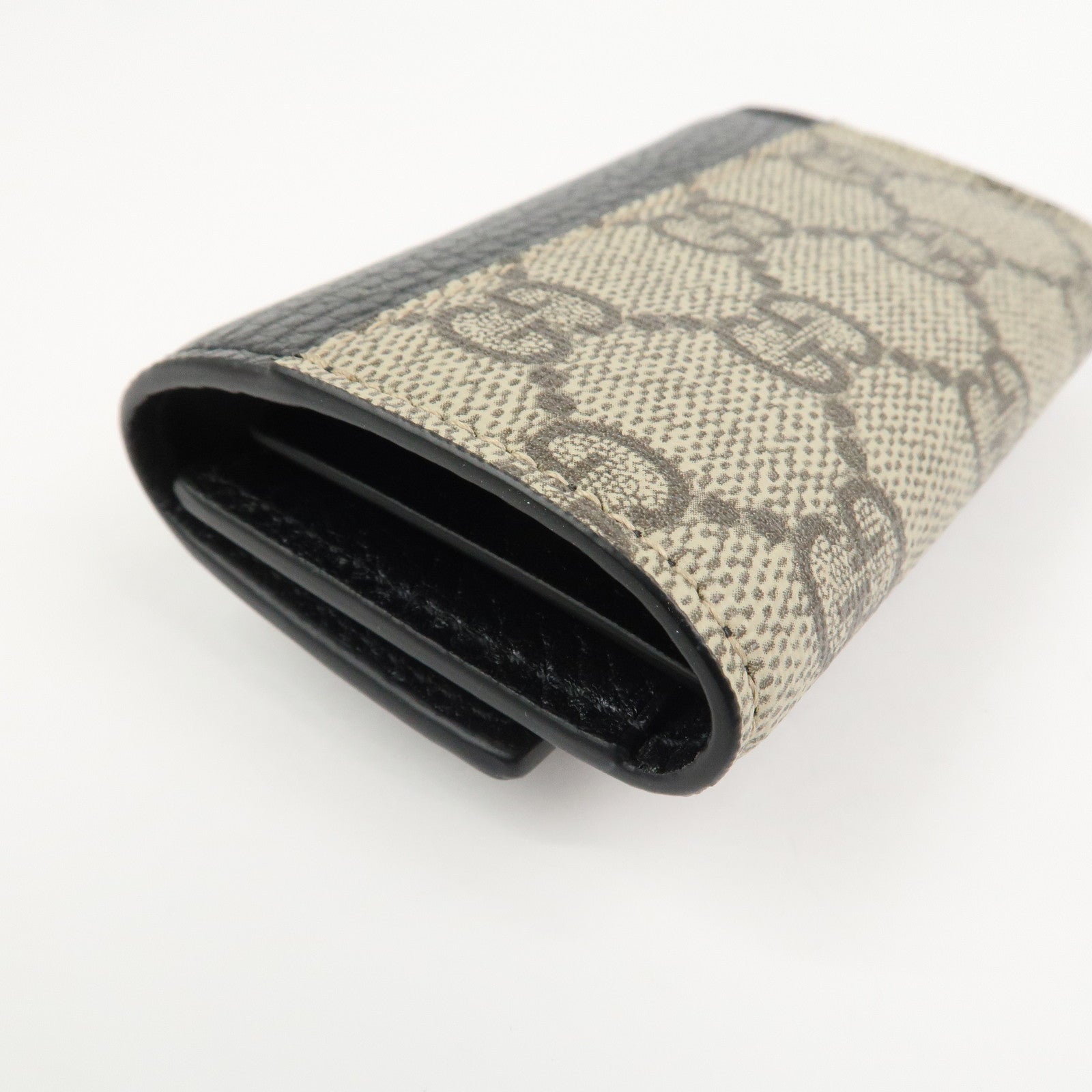 GUCCI GG Marmont Leather GG Supreme 6 Key Case Black 456118