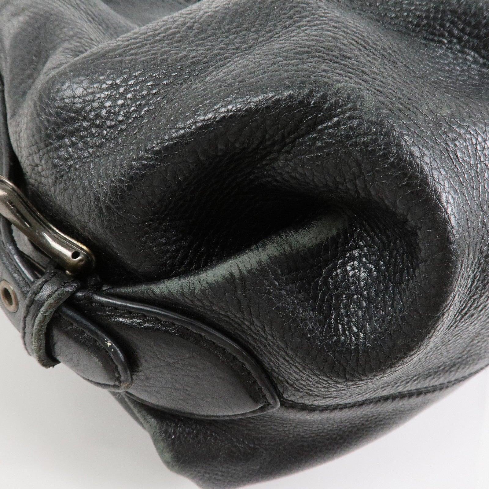 FENDI Logo Leather Shoulder Bag Tote Bag Black 8BR579
