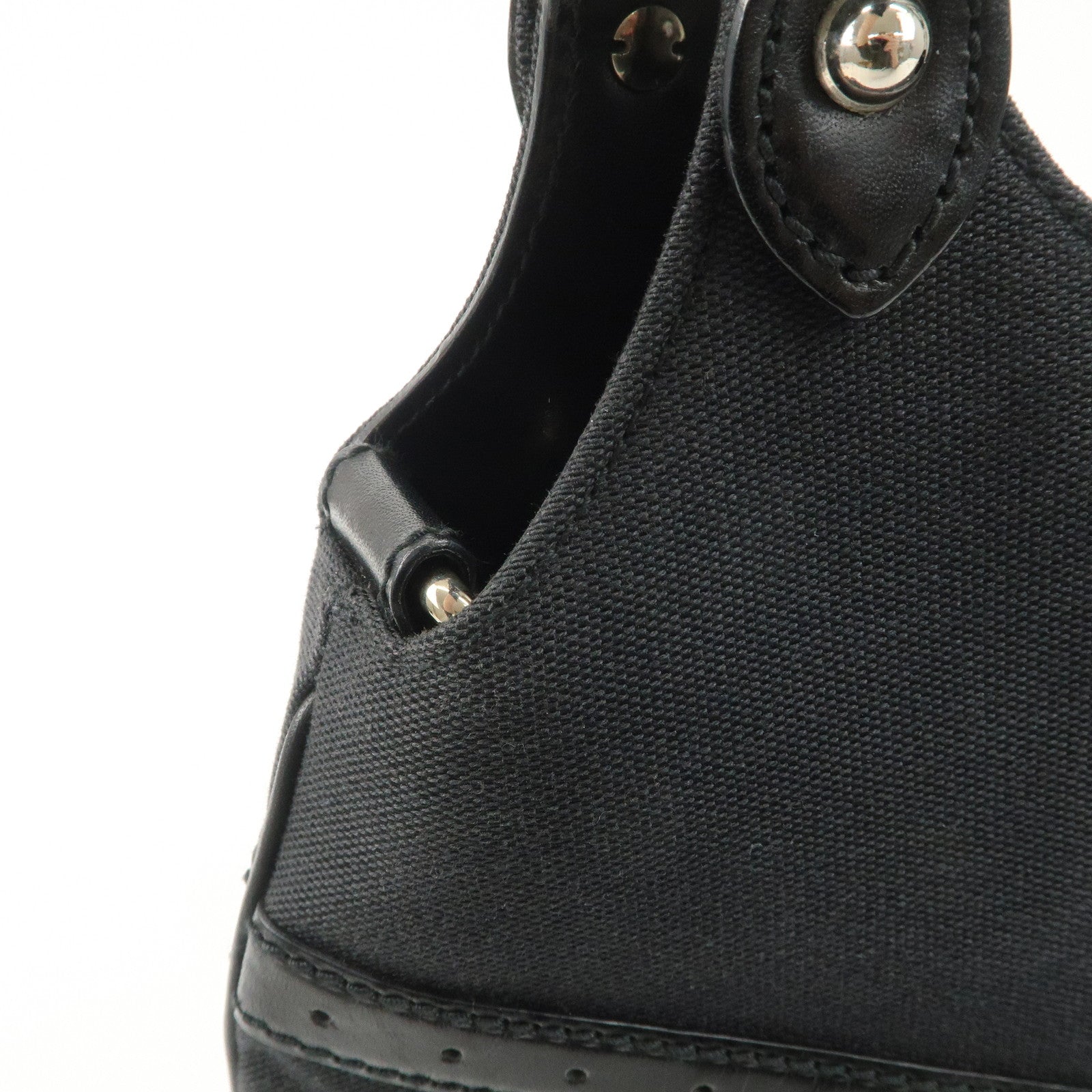 GUCCI Interlocking G Canvas Leather Hand Shoulder Bag Black 114875 Used