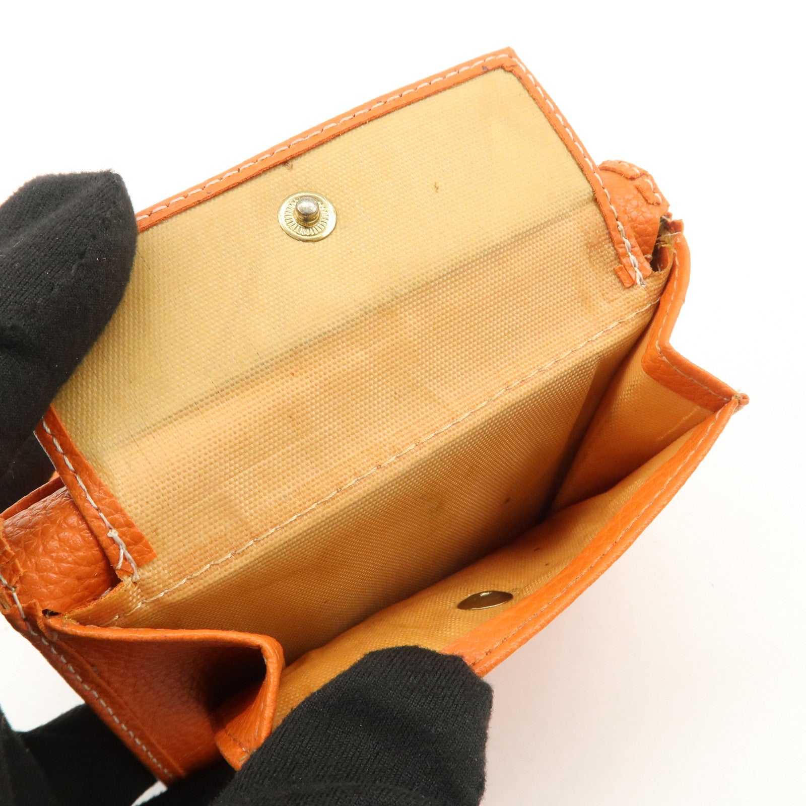 Chloe Leather Tri-fold Compact Wallet Studs Orange