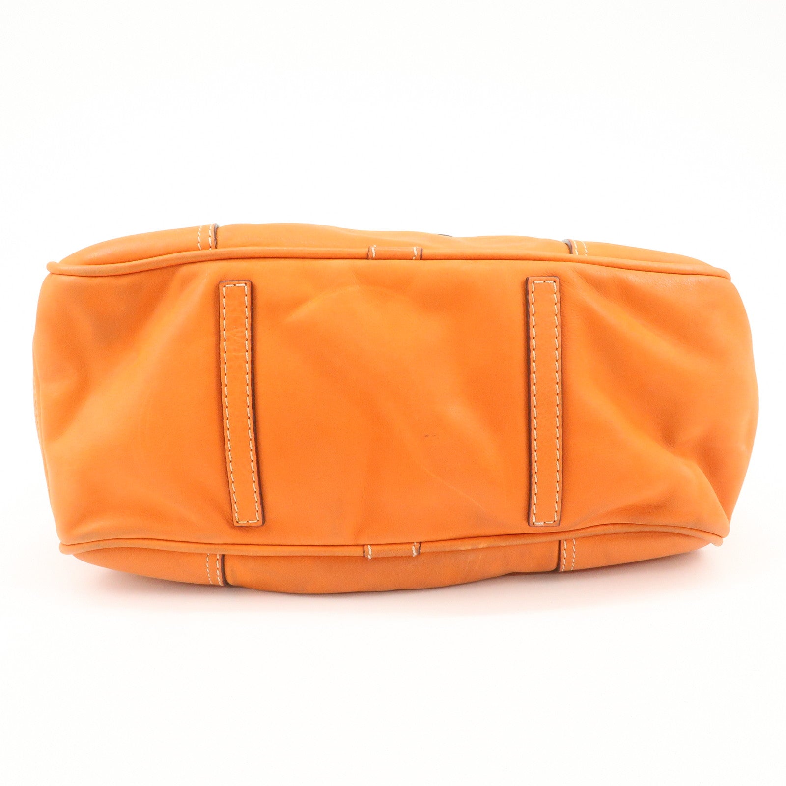 LOEWE Anagram Bolso Leather Tote Bag Shoulder Bag Orange Used