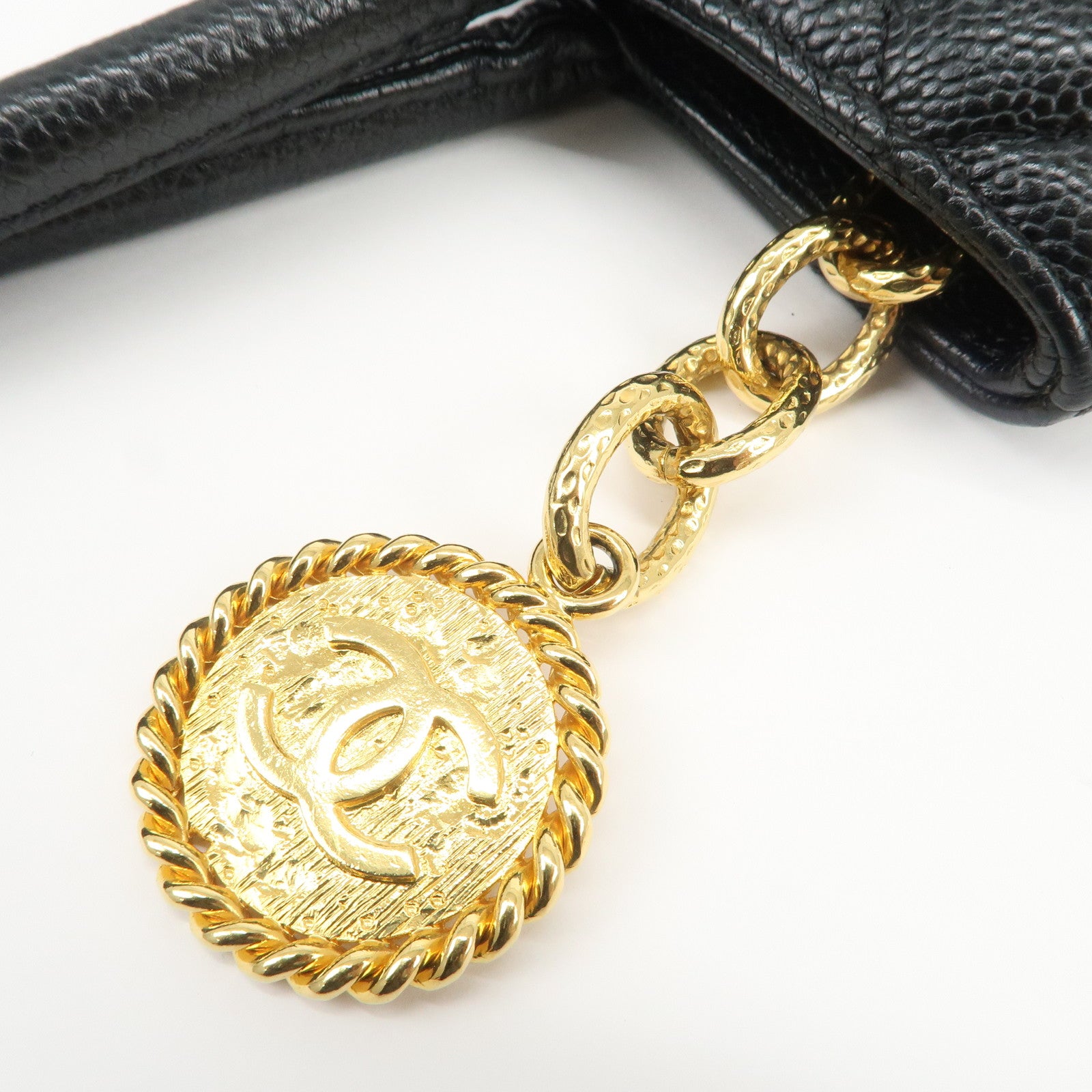 CHANEL Matelasse COCO Mark Medallion Tote Bag Hand Bag Black A01804