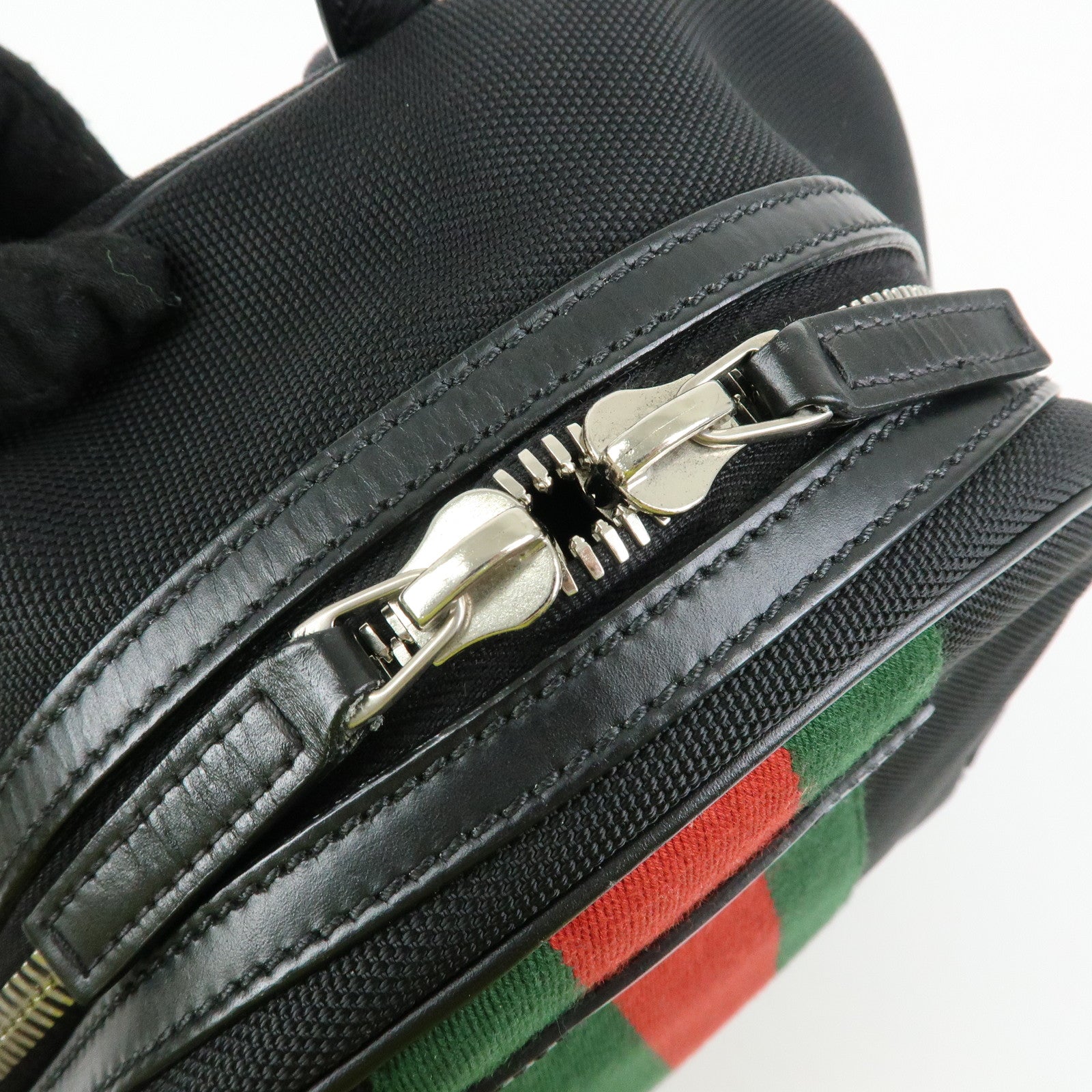 GUCCI Sherry Canvas Leather Backpack Rucksack Black 630917