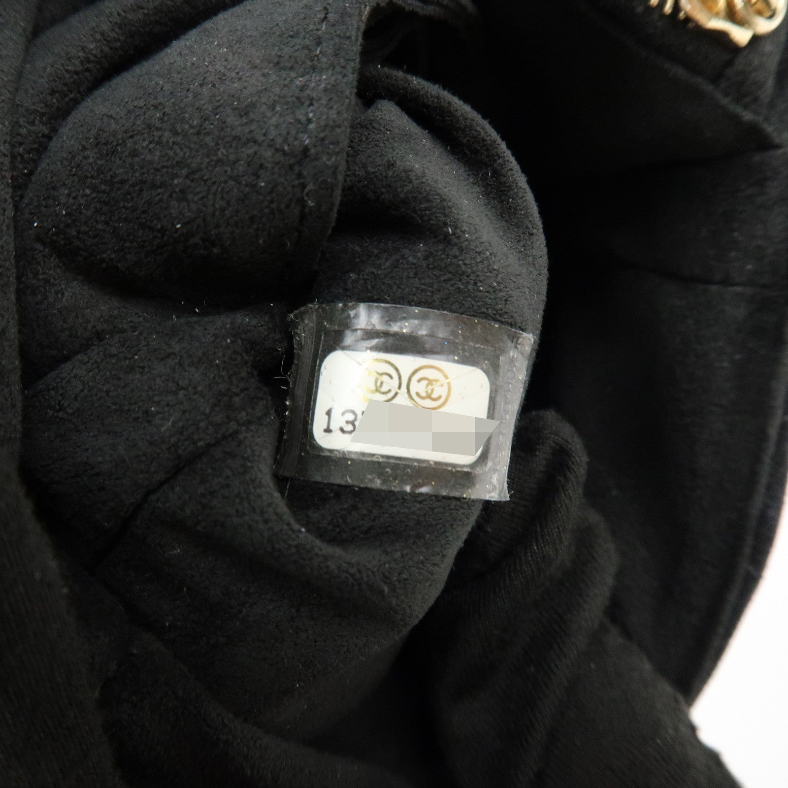CHANEL Matelasse COCO Mark Suede Cosmetic Makeup Pouch Black