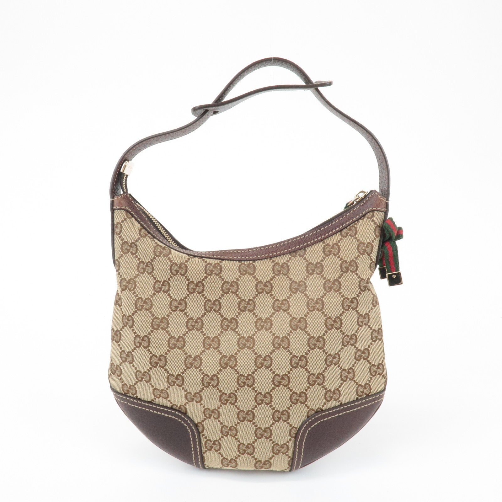 GUCCI Sherry Princy GG Canvas Leather Shoulder Bag Beige Brown 162895 Used