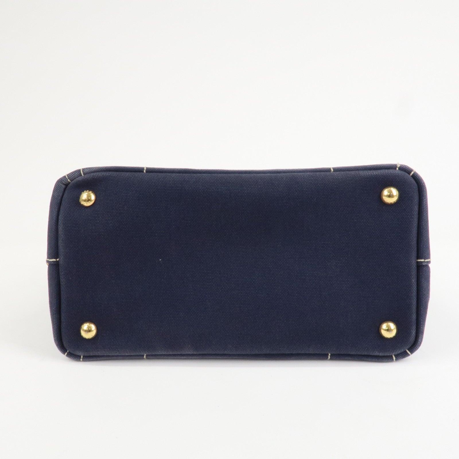 PRADA Canapa Mini Denim 2Way Hand Bag Tote Bag Navy 1BG439