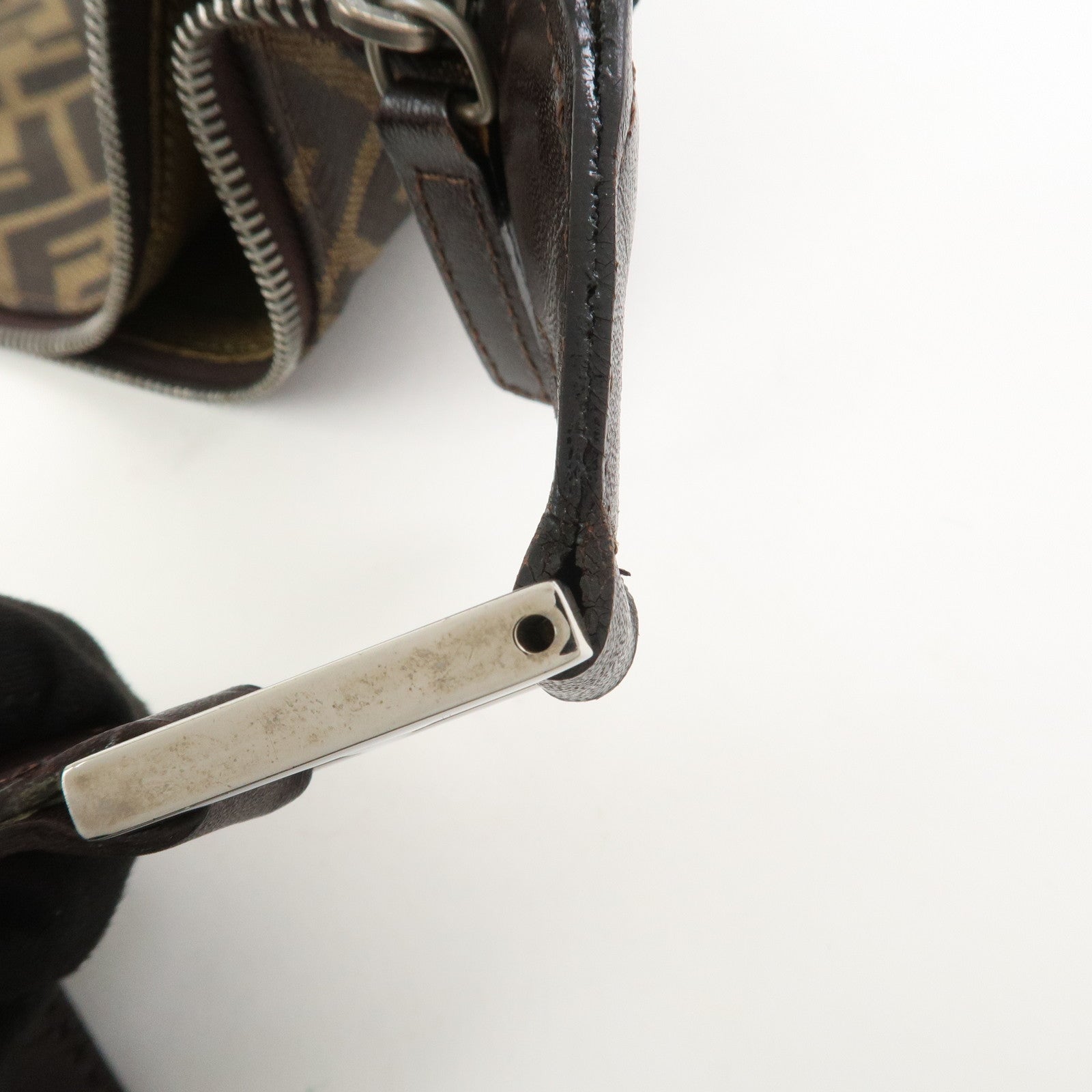 FENDI Zucca Canvas Leather Shoulder Bag Hand Bag Brown 83150870992