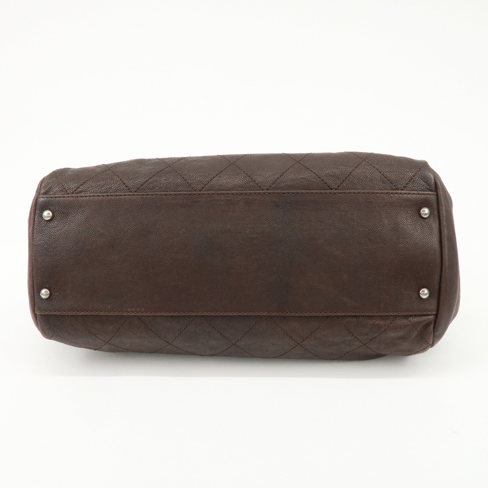 CHANEL COCO Mark Matelasse Caviar Skin Boston Bag Brown Gold HDW Used