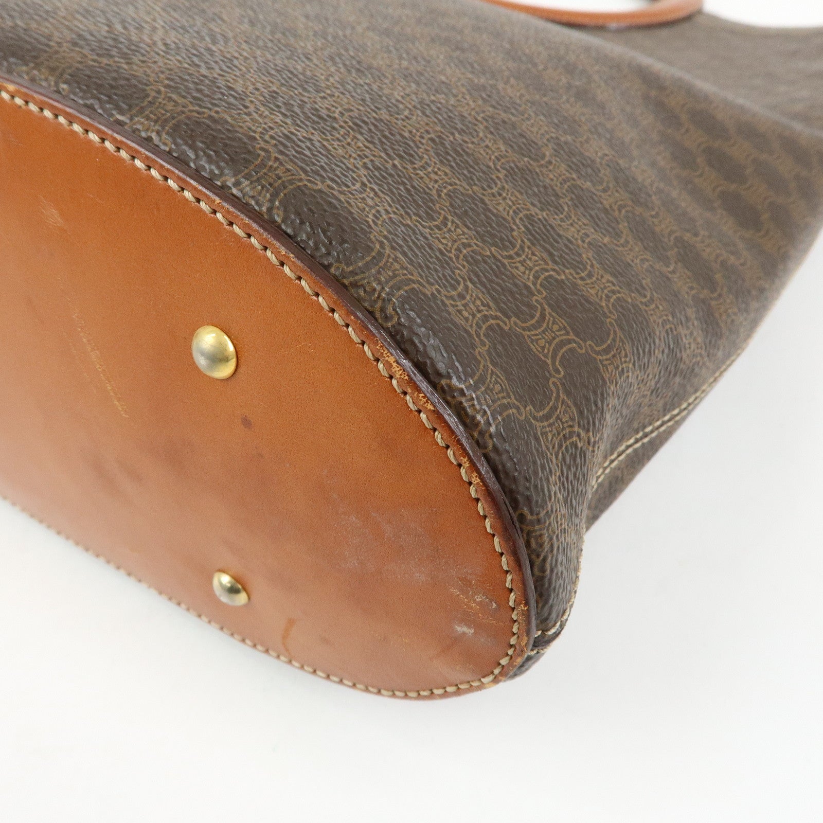 CELINE Macadam PVC Leather Hand Bag Tote Bag Brown