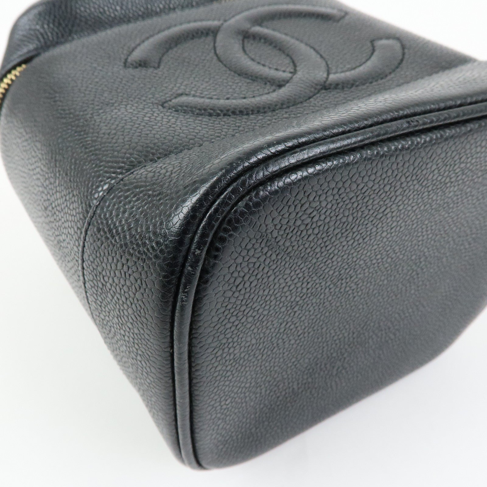CHANEL COCO Mark Caviarskin Vanity Bag Hand Bag Black A01998
