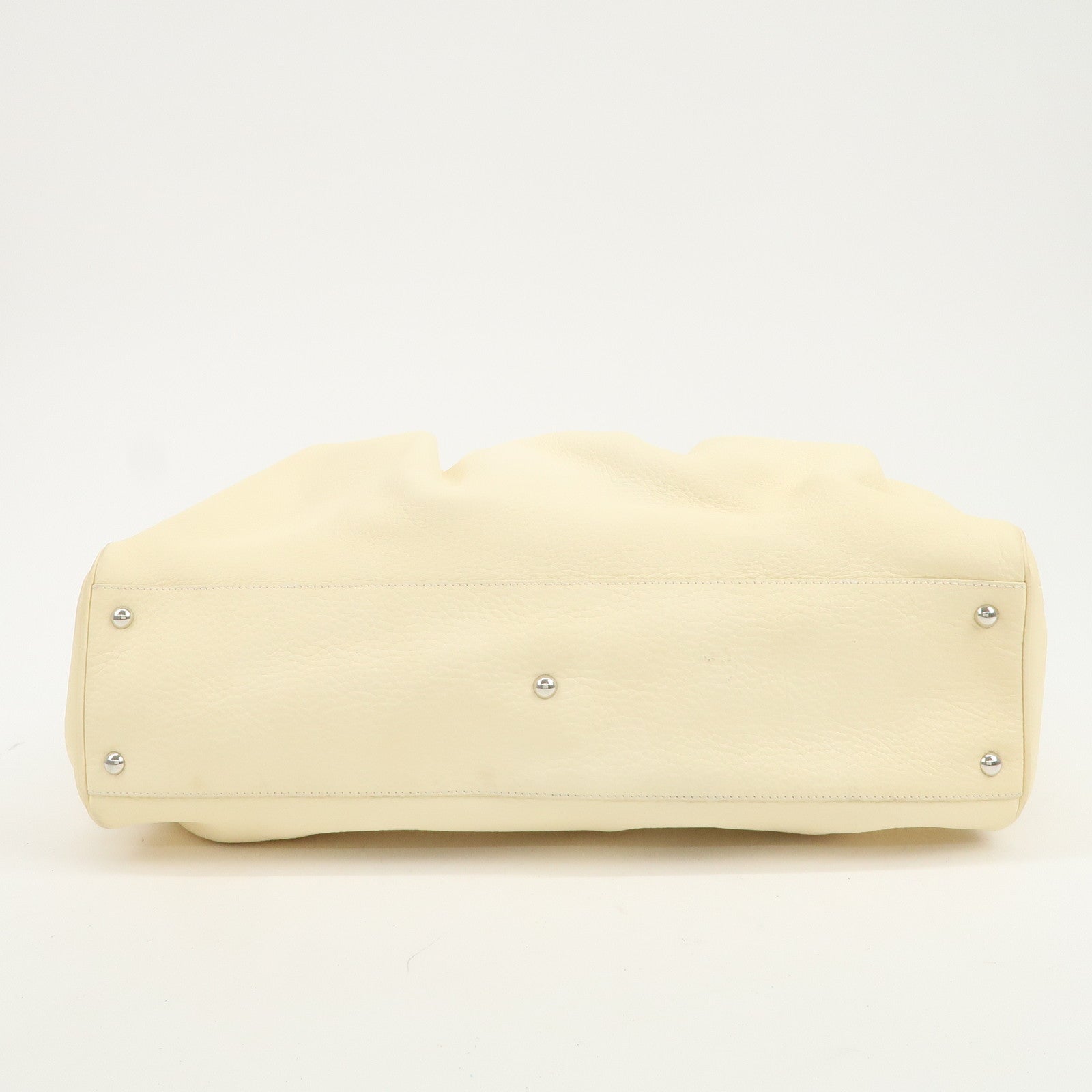 Ferragamo Gancini Logo Leather Shoulder Bag Hand Bag Beige
