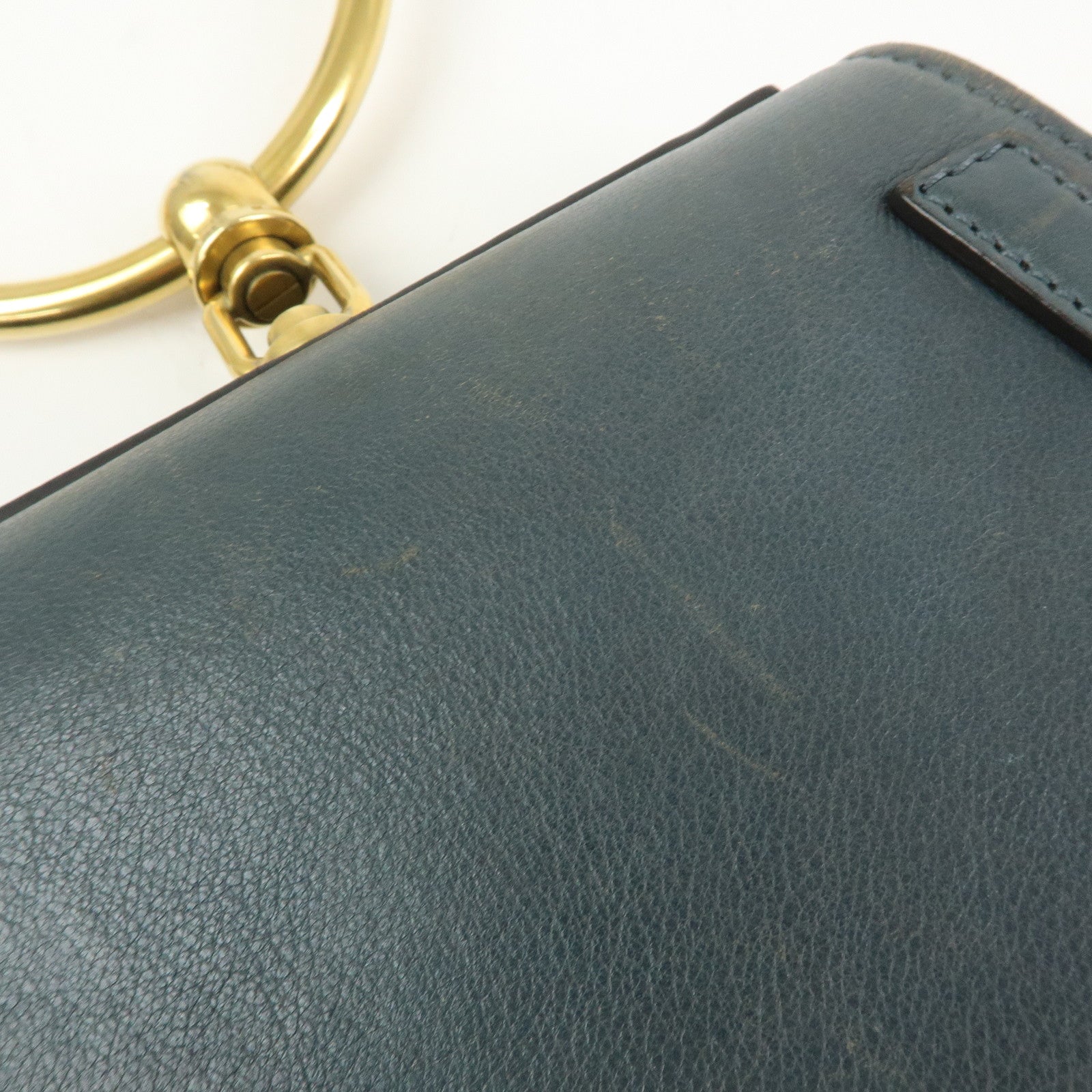Chloe Nile Leather 2Way Bag Hand Bag Bracelet Bag Blue