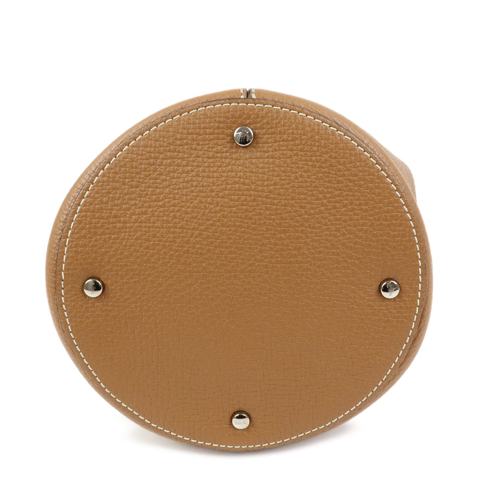 TOD'S T Timeless Leather 2Way Drawstring Bag Hand Bag Light Brown