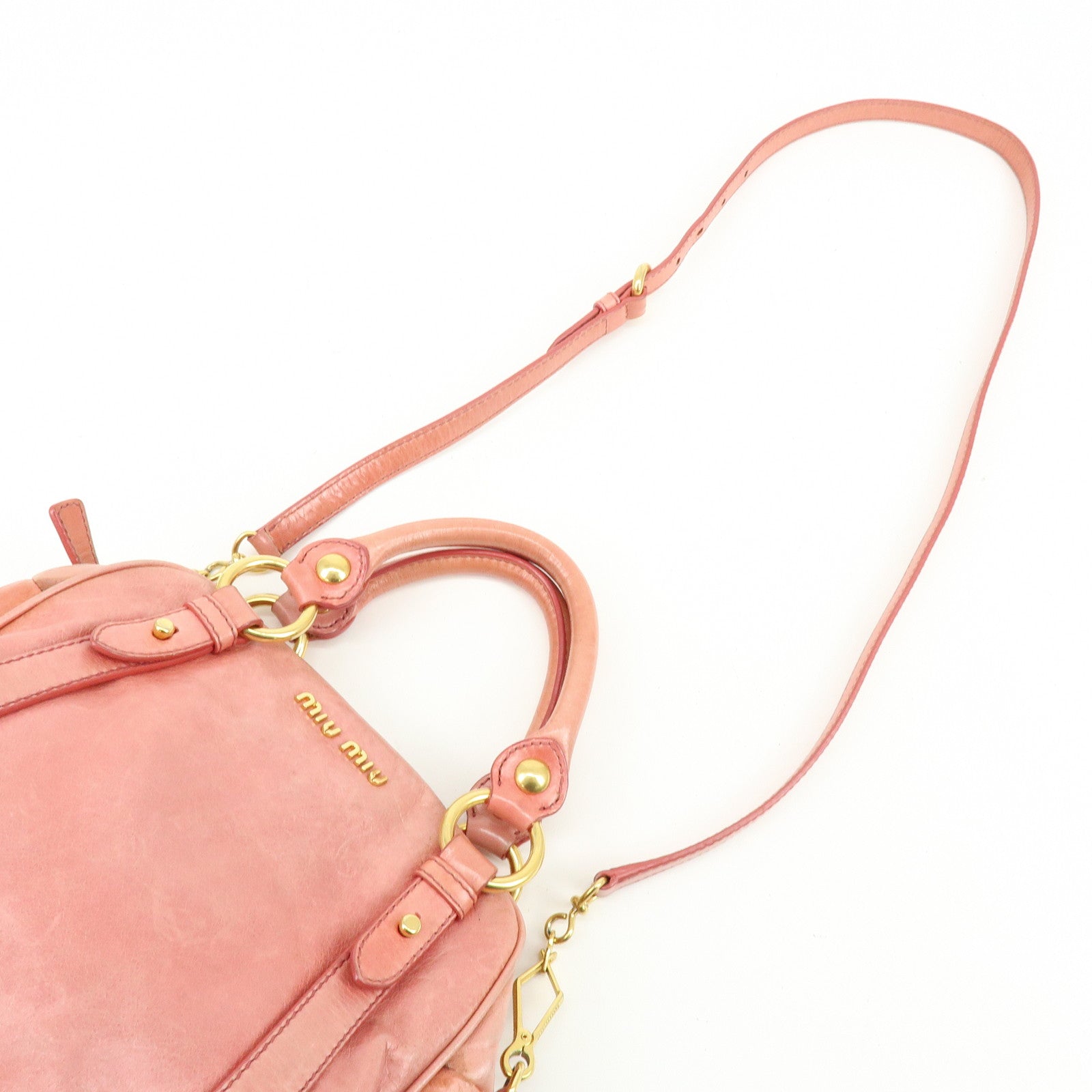 MIU MIU Leather 2Way Bag Hand Bag Shoulder Bag Pink