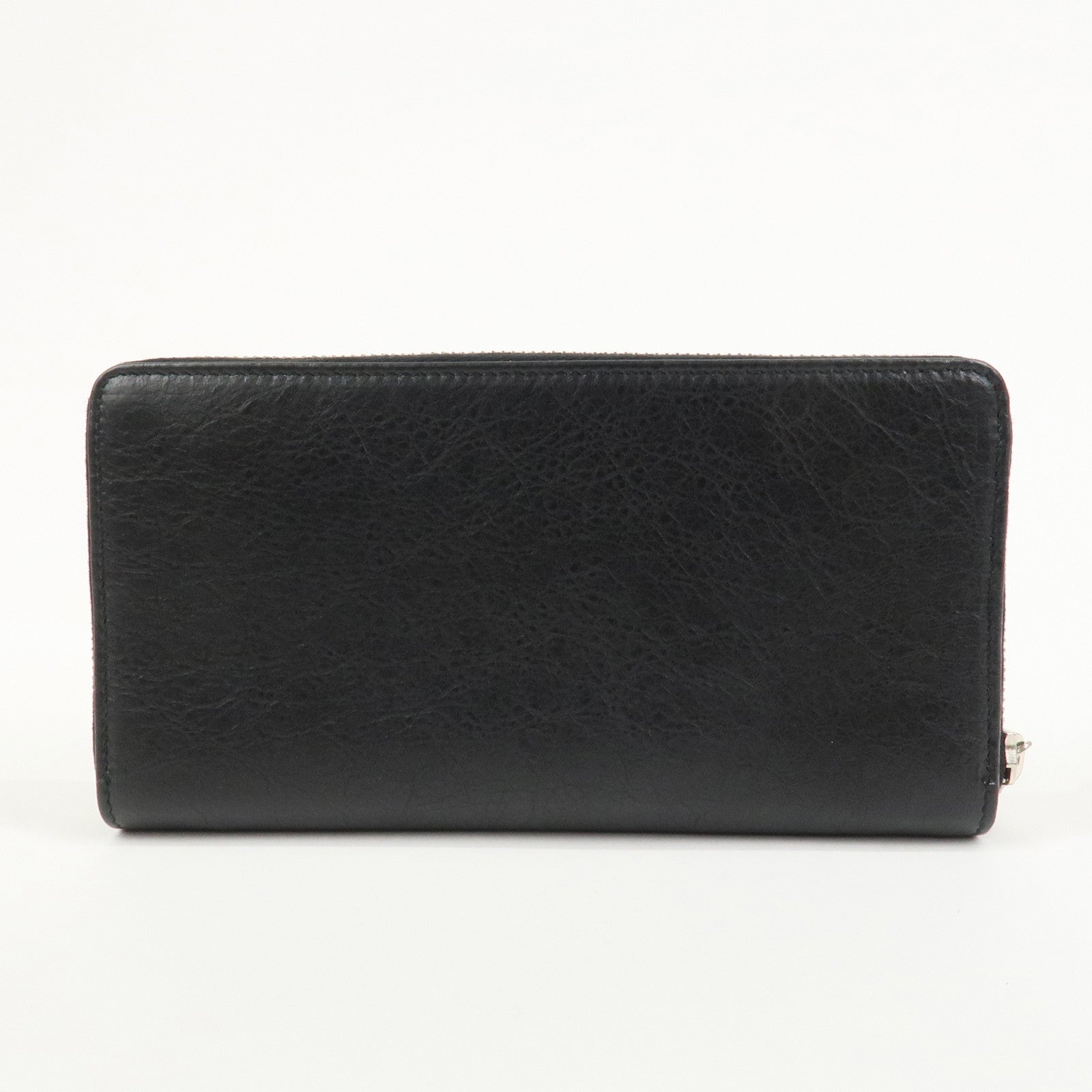 BALENCIAGA Giant Continental Leather Round Zippy Long Wallet Black